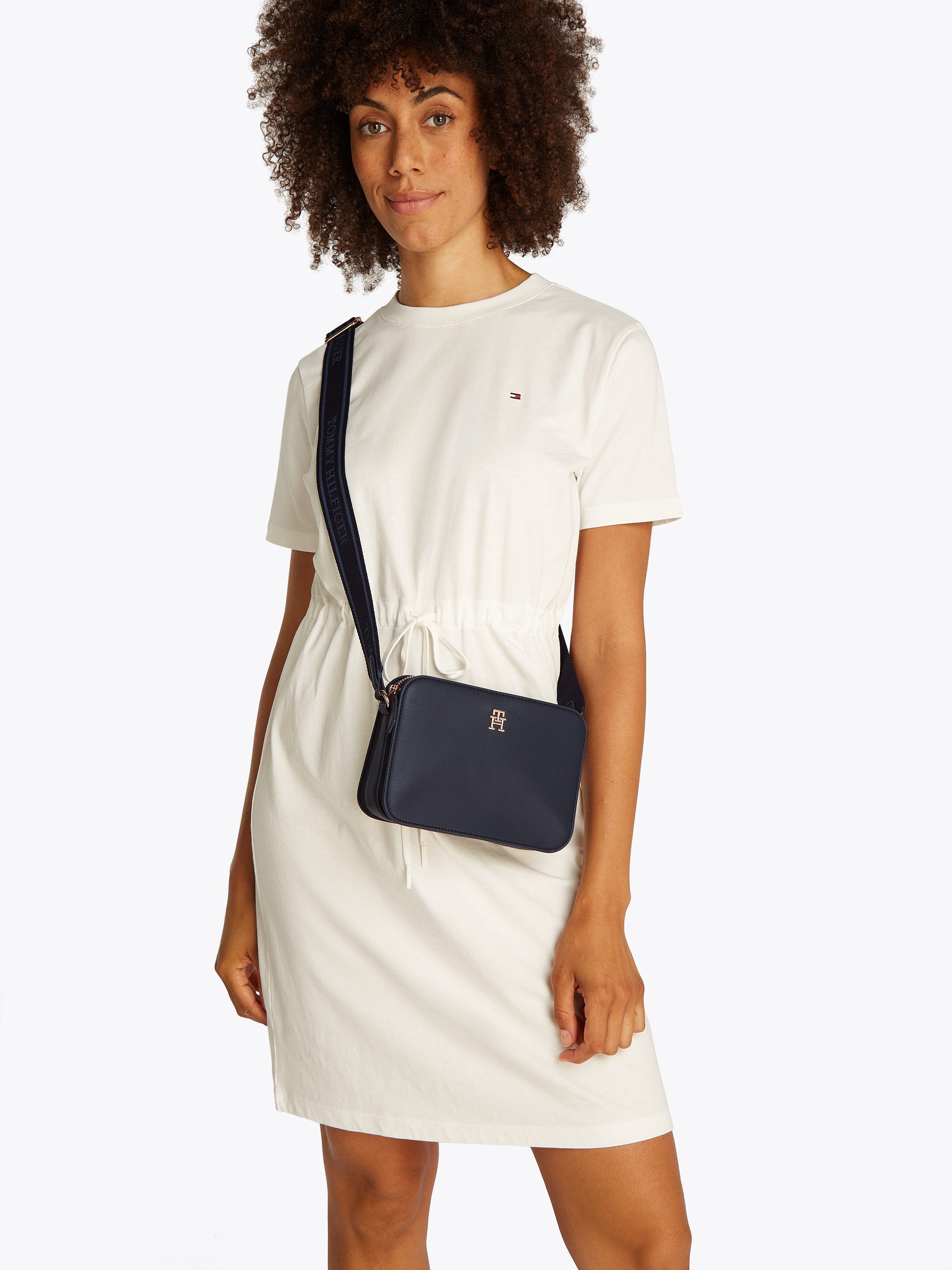 Tommy Hilfiger Camerazak TH LOGOTAPE CAMERA BAG , dames schoudertas, minibag, schoudertas met th-logo-embleem