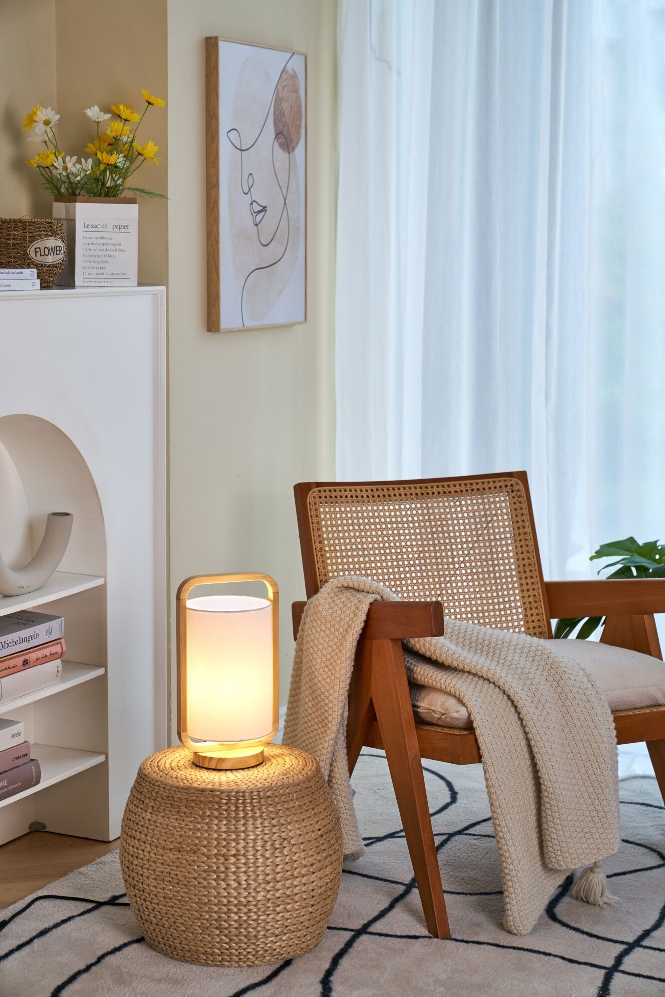 Pauleen Tafellamp Woody Charm max. 20W hout / stof