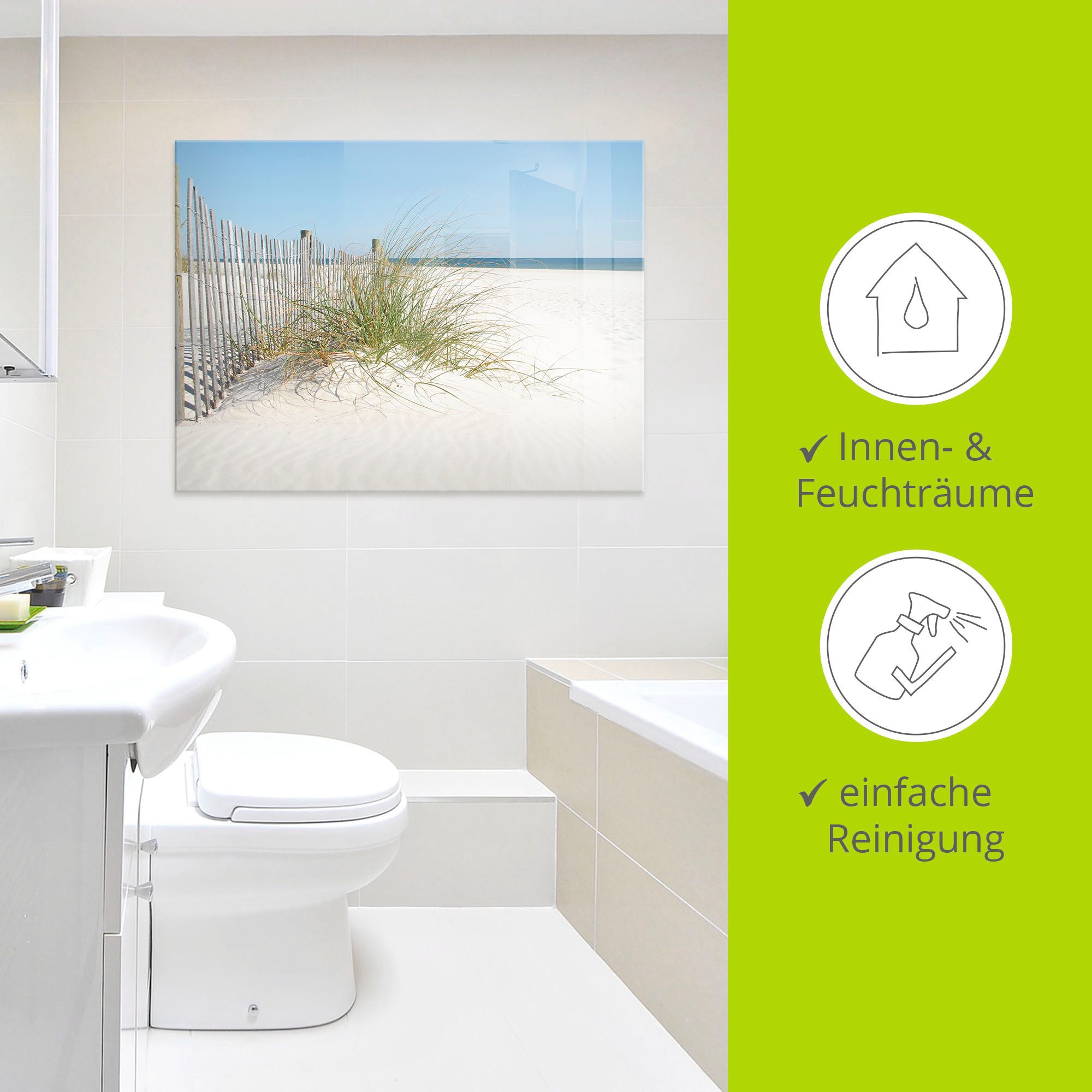 Artland Print op glas Mooie duinen met grassen en hek