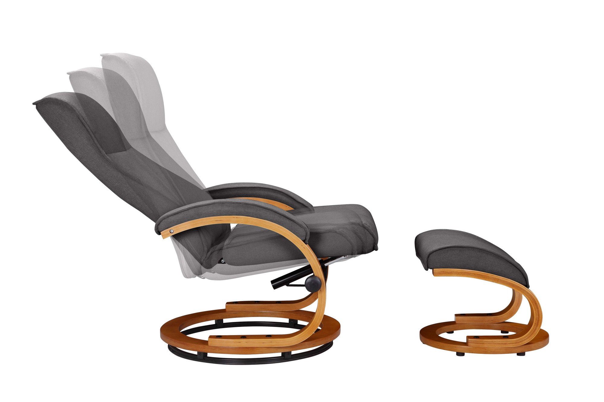 Home affaire Relaxfauteuil Paris TV-fauteuil, fauteuil met poef, woonkamer, handmatige slaapfunctie (set, 2 stuks)