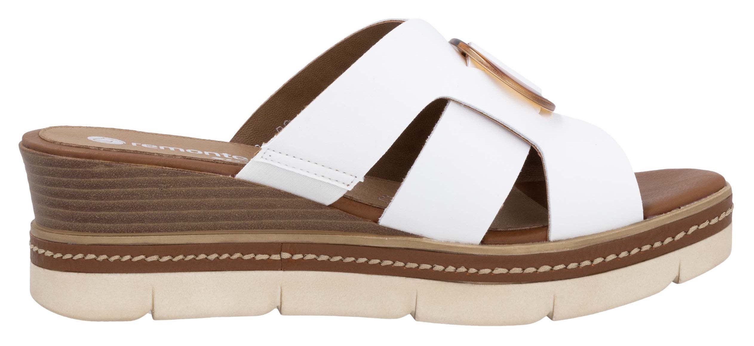 Remonte Slippers , wig hak, zomerschoen, instapschoen met mooie decoratieve gesp