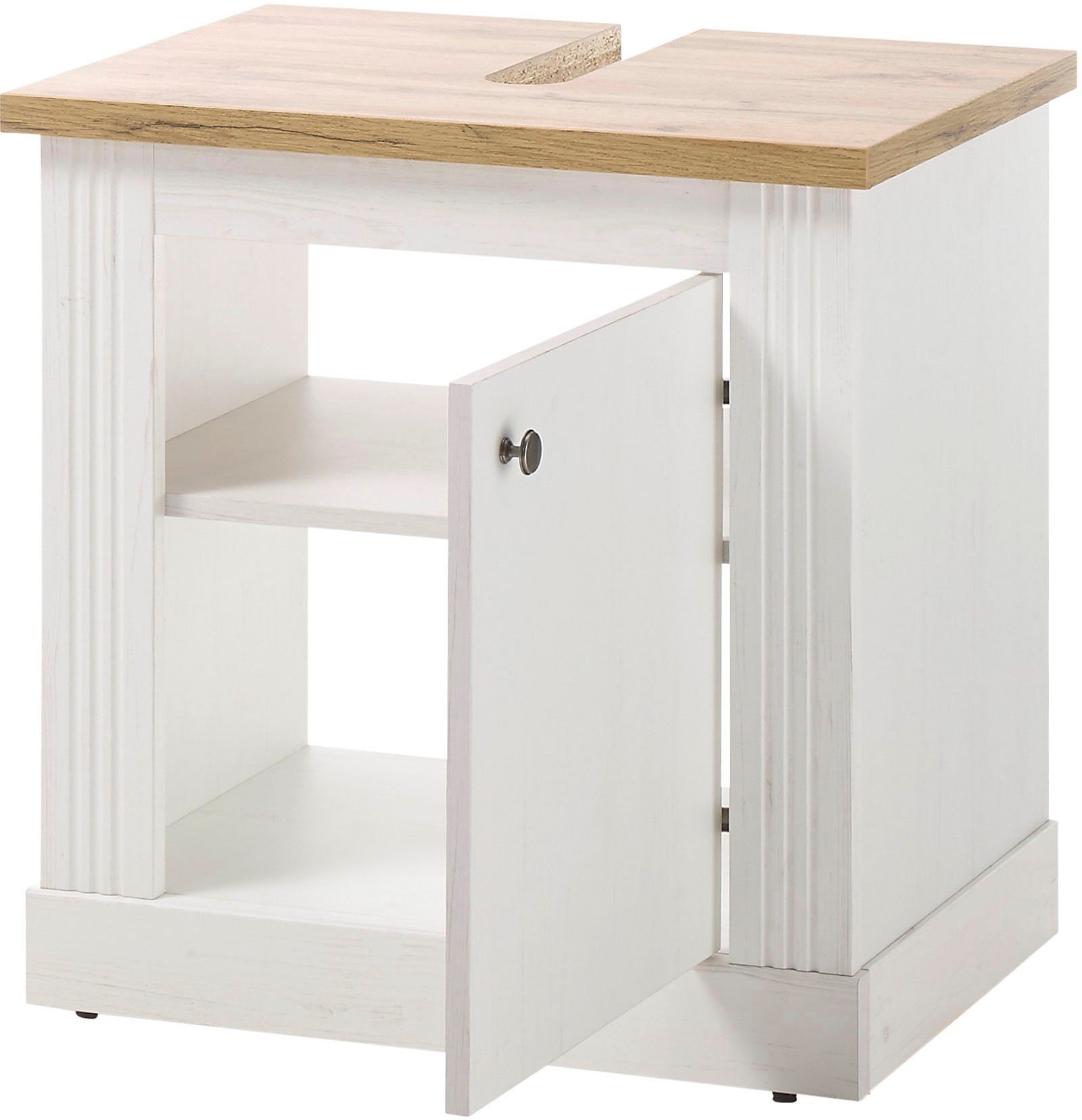 Home affaire Wastafelonderkast WESTMINSTER, Waschtisch im Landhausstil, Badschrank mit Metallgriffen in romantische rustieke stijl, exclusief by otto