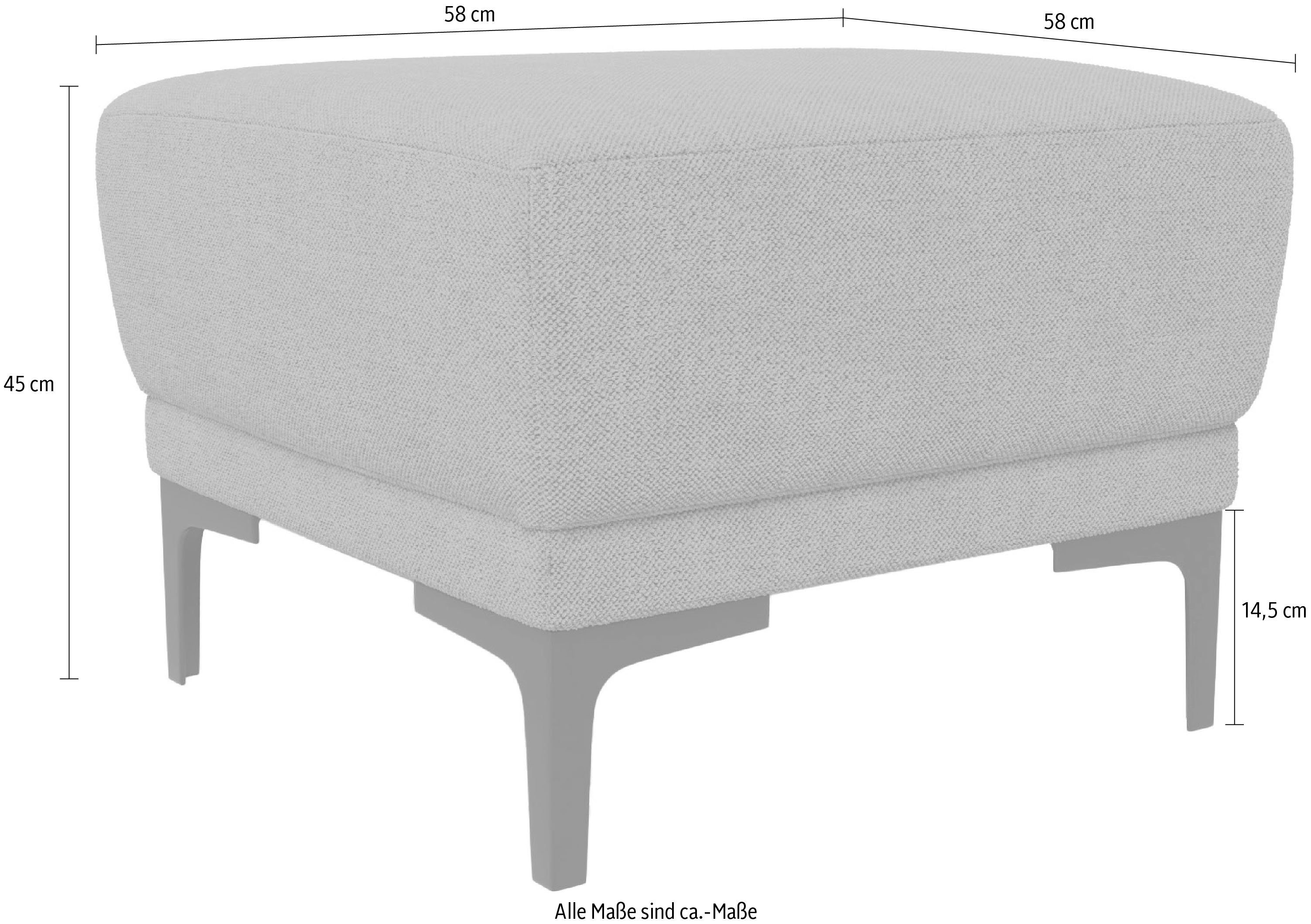 Places of Style Hocker Xander Breedte 58 cm, soft-touch chenille, zwarte metalen voeten