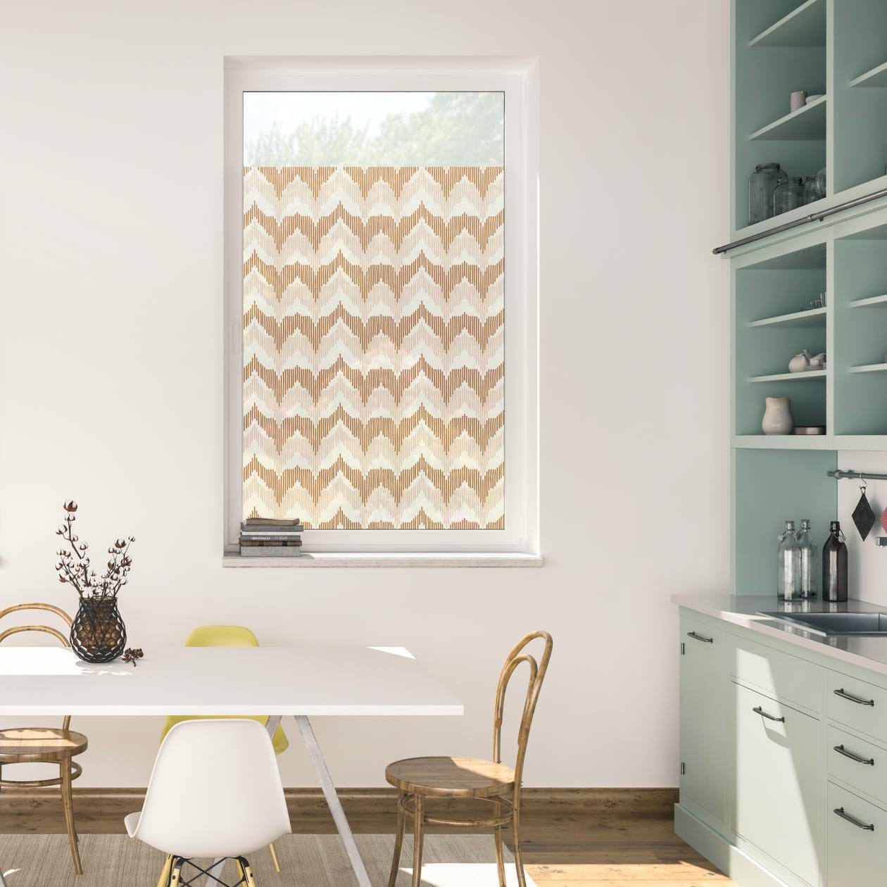 LICHTBLICK Raamfolie zelfklevend, bescherming tegen inkijk, boho tig Zag - geel (1 stuk) raamdecoratie maat 100 cm x 130 cm geel