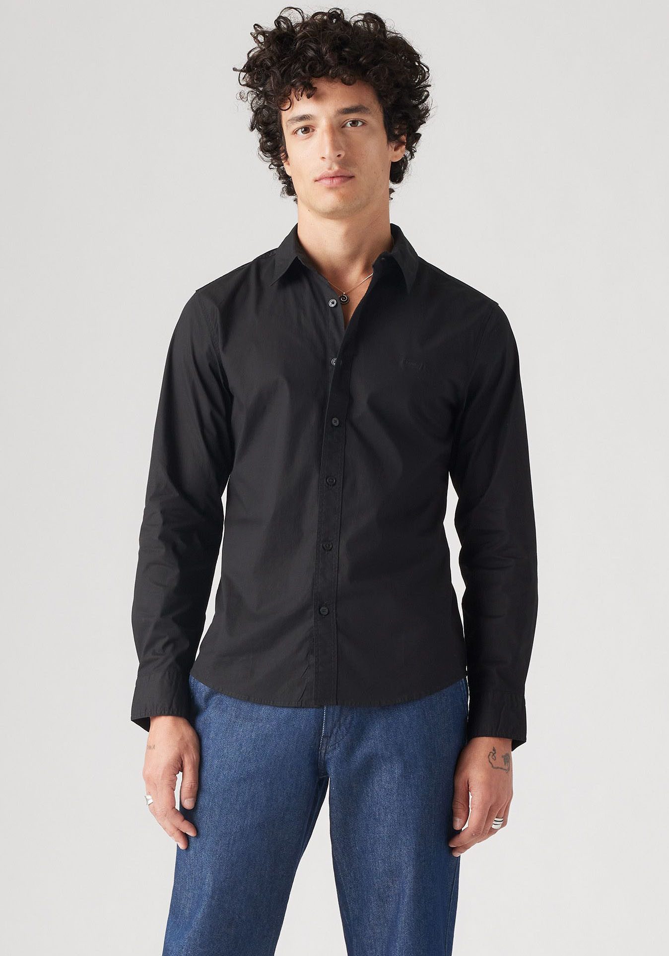 Levi's Jeans overhemd BATTERY HM SHIRT SLIM heren denim overhemden maat S zwart