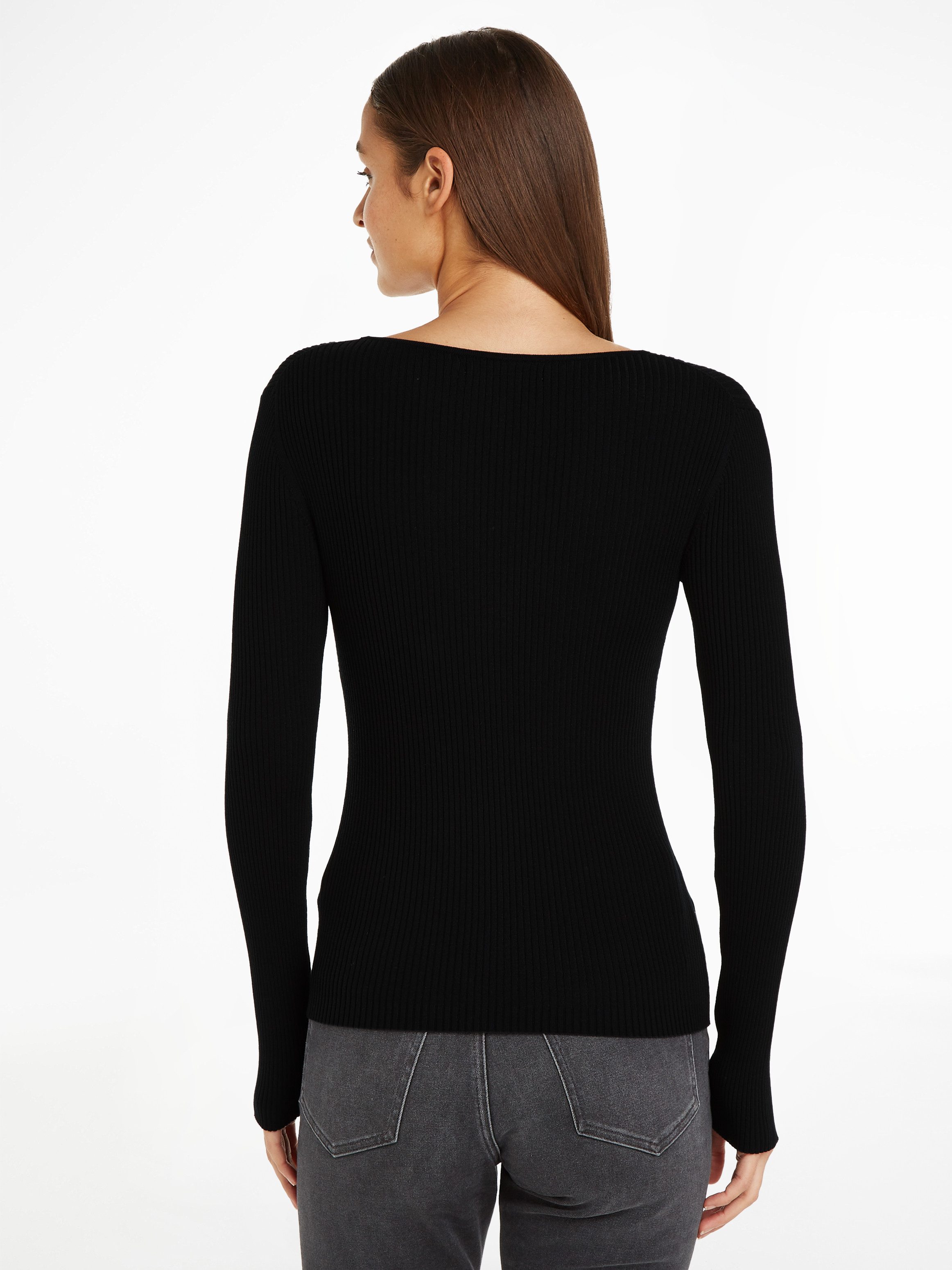 Calvin Klein Trui met ronde hals WOVEN LABEL TIGHT SWEATER