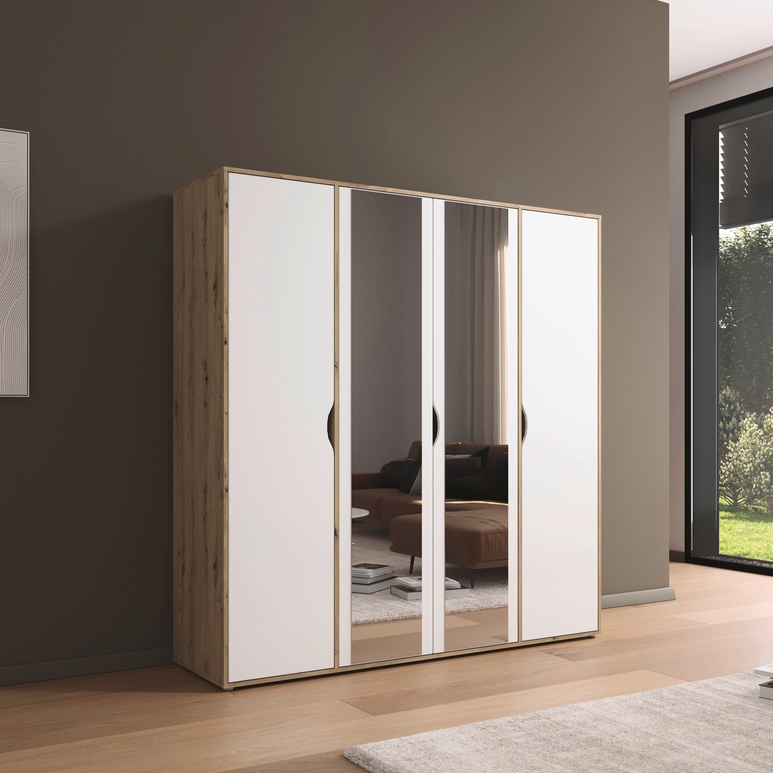 rauch Draaideurkast Kledingkast Kast Garderobe Wasmand NARAI met Spiegel Greefaansluitingen voor een greeploze look TOPSELLER MADE IN GERMANY