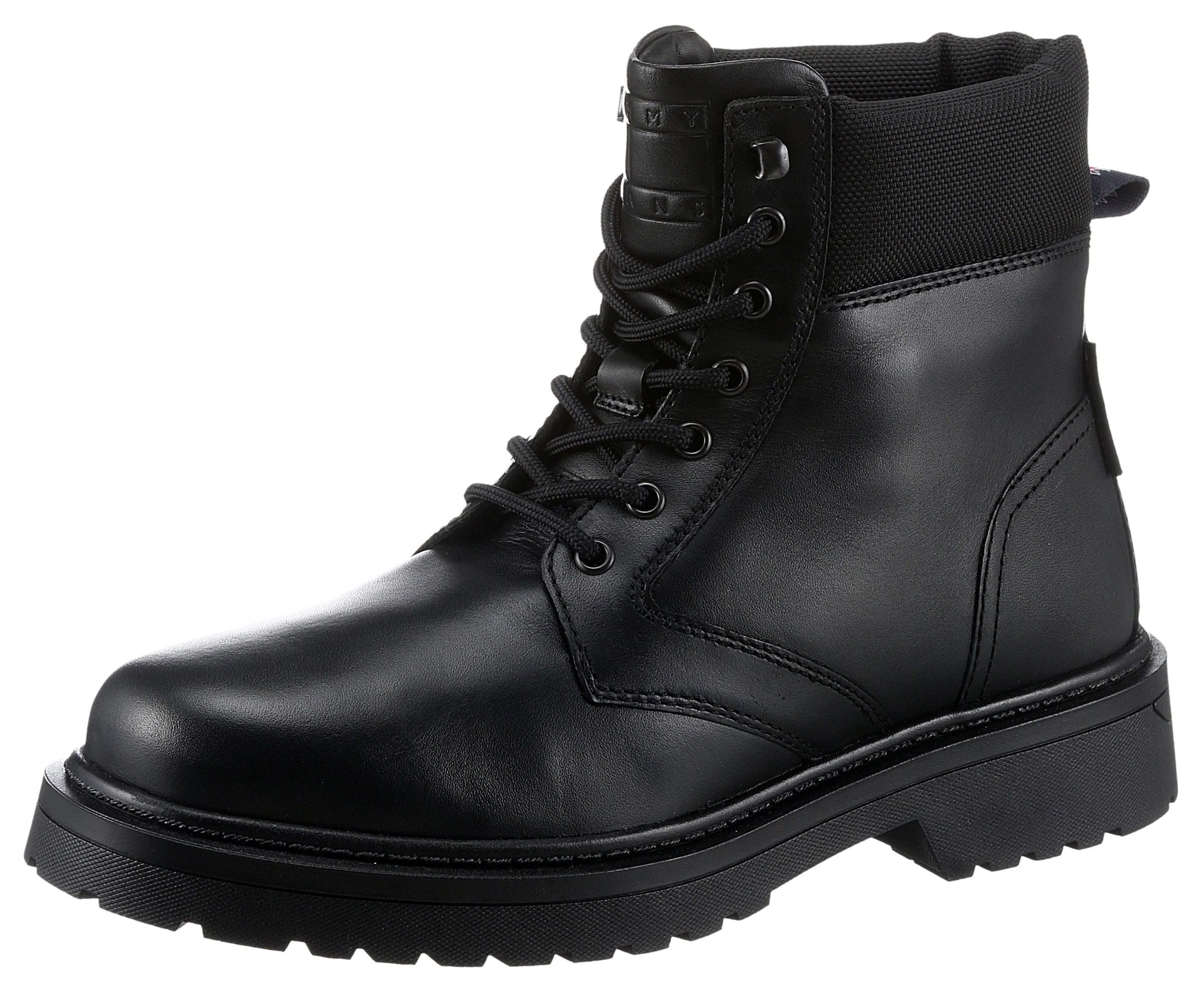 TOMMY JEANS Veterschoenen TJM LACE UP BOOT hakken, veterschoenen met gewatteerde schaprand