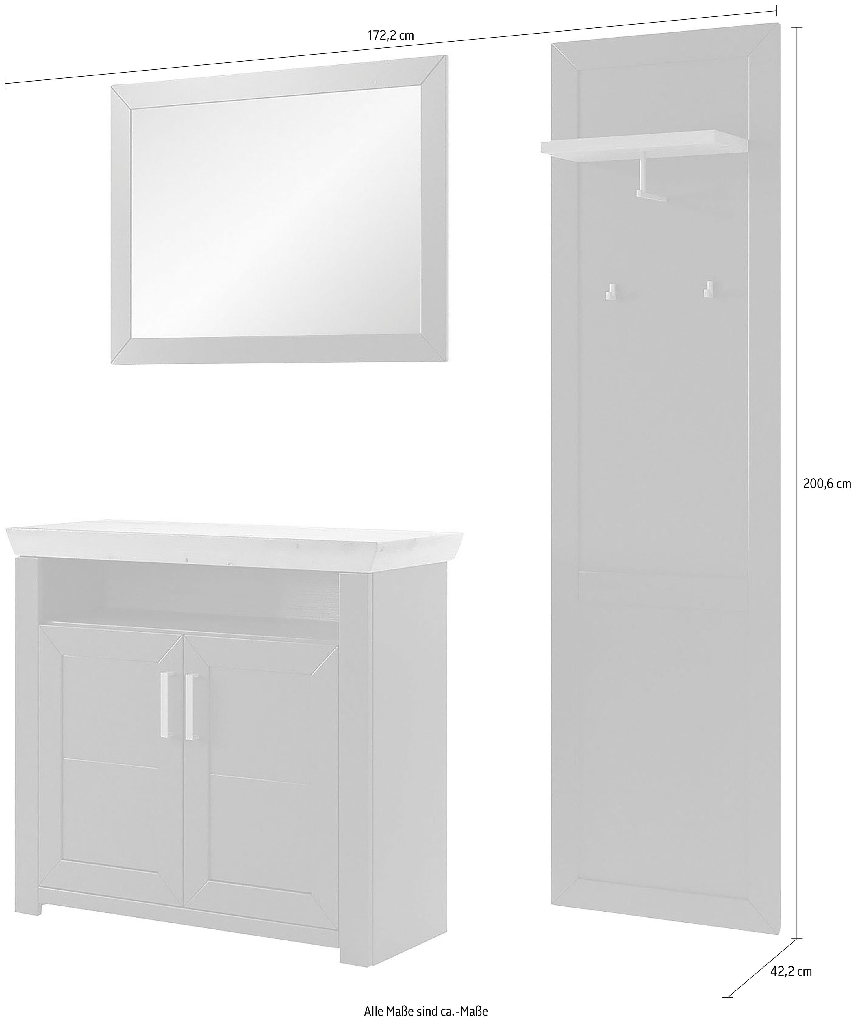 set one by Musterring Halmeubelset GA York Kombi 58 met spiegel en commode (set, 3-delig)