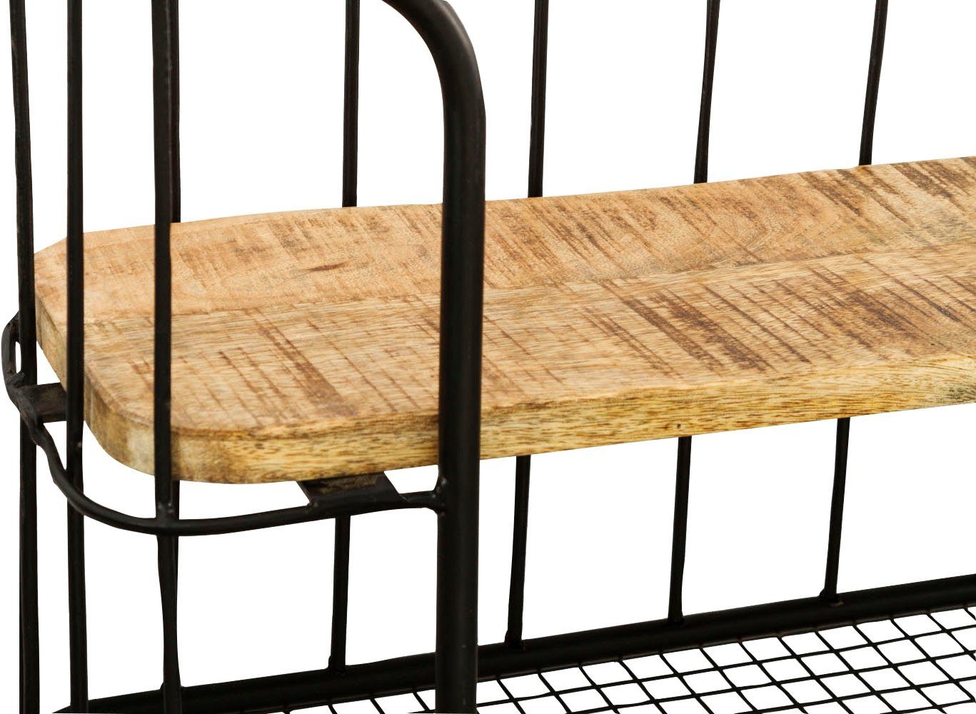 my Flair Wandplank Khandahar Hout & metaal, hoekig model, 2 legplanken, 4 hangers
