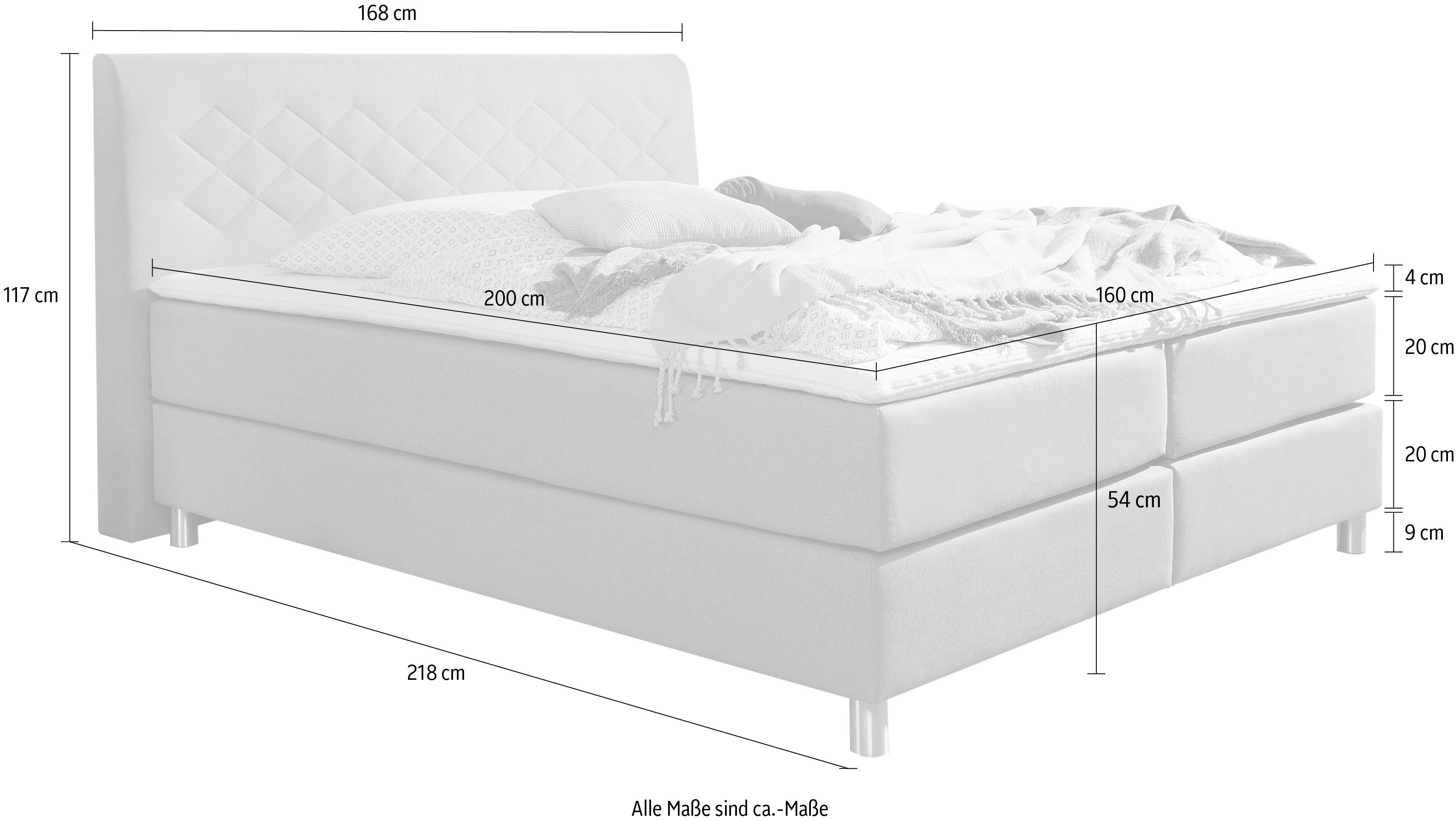 INOSIGN Boxspring Parla incl. topmatras, 4 kleuren in 4 breedten, 2 hardheden, 3 matrassoorten
