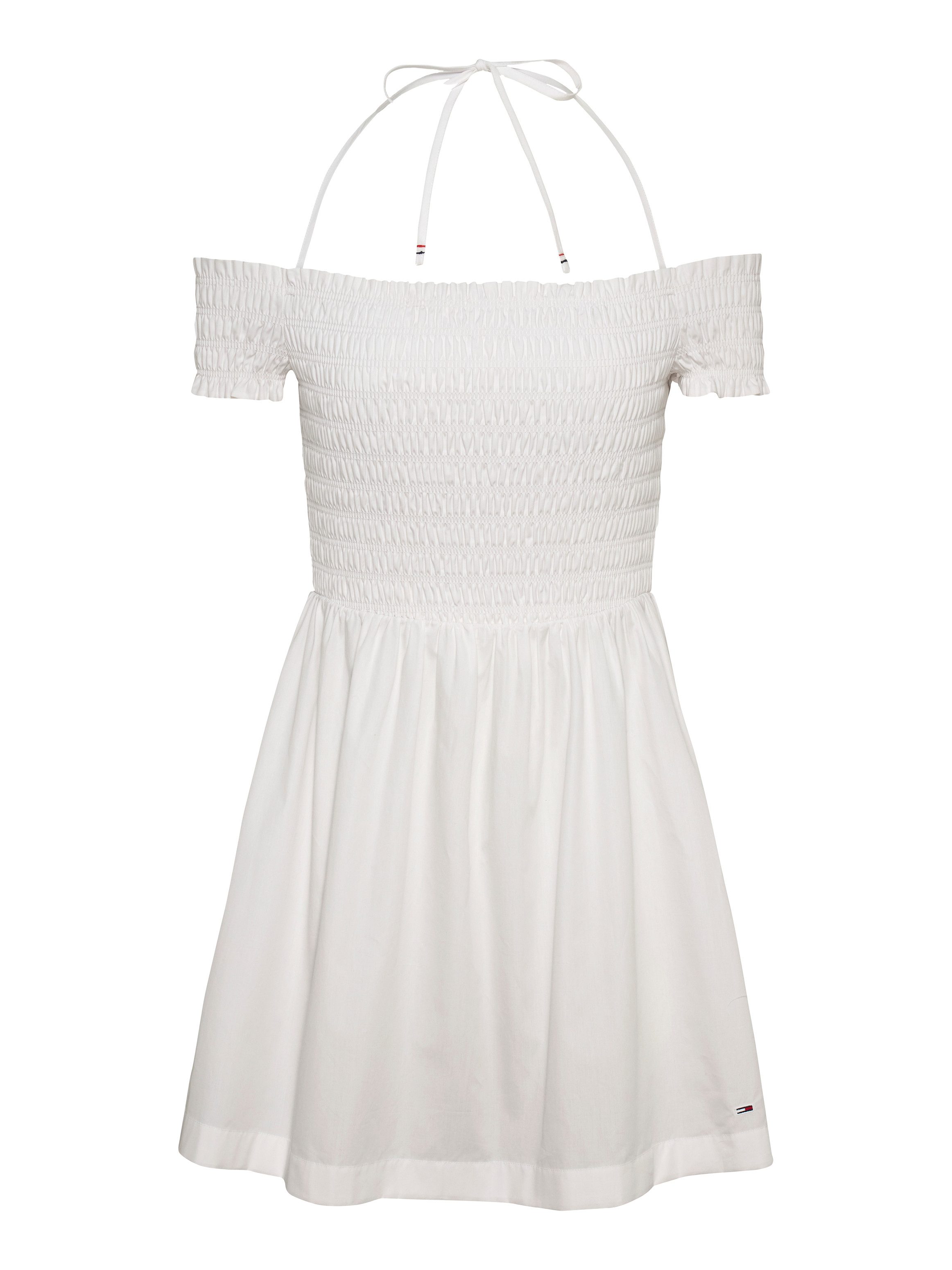 TOMMY JEANS Gesmokte jurk TJW RUCHE F&F POPLIN DRESS EXT