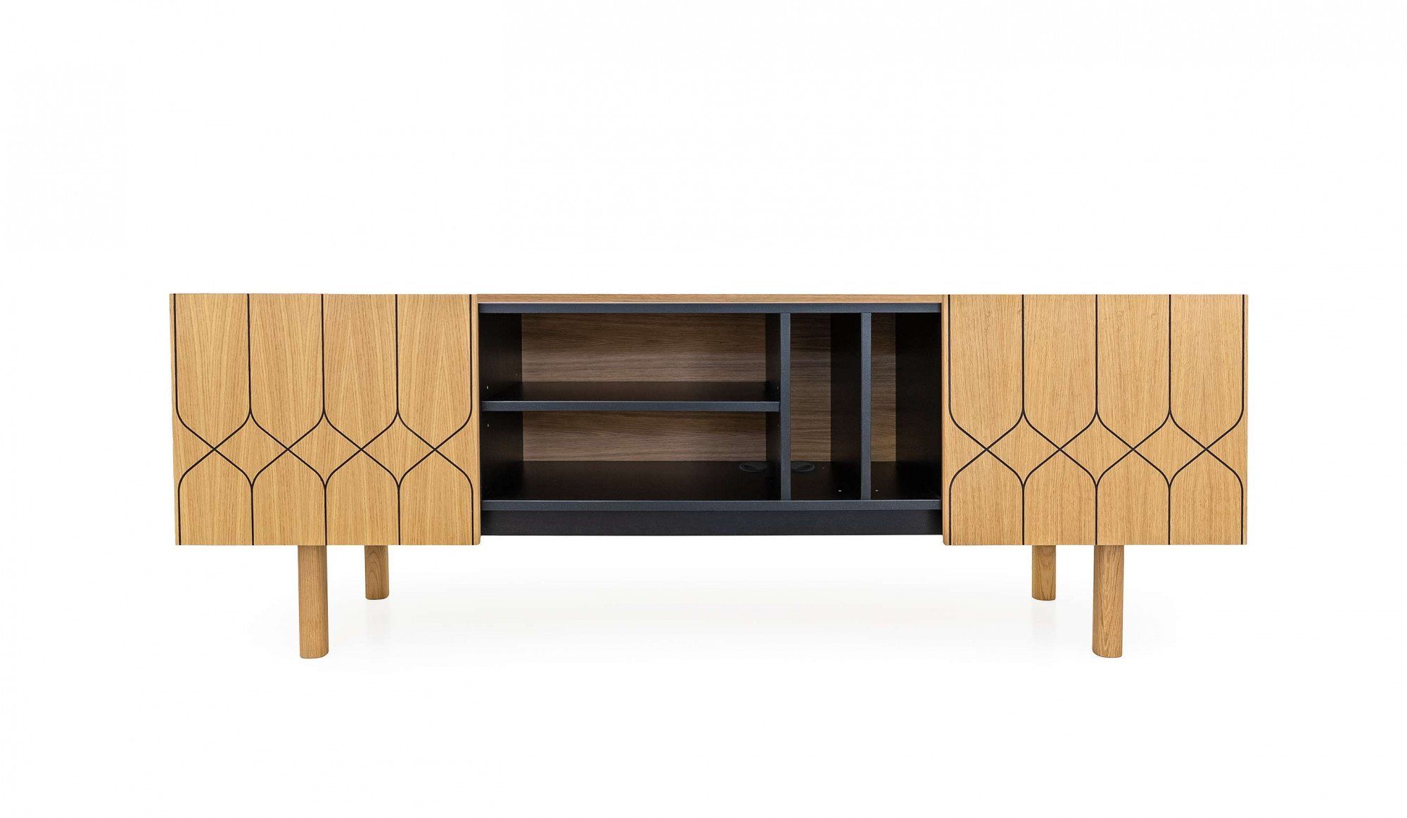 Woodman Dressoir PORTO Commode, decoratieve frezingen, met eikenhoutfineer, breedte 175 cm