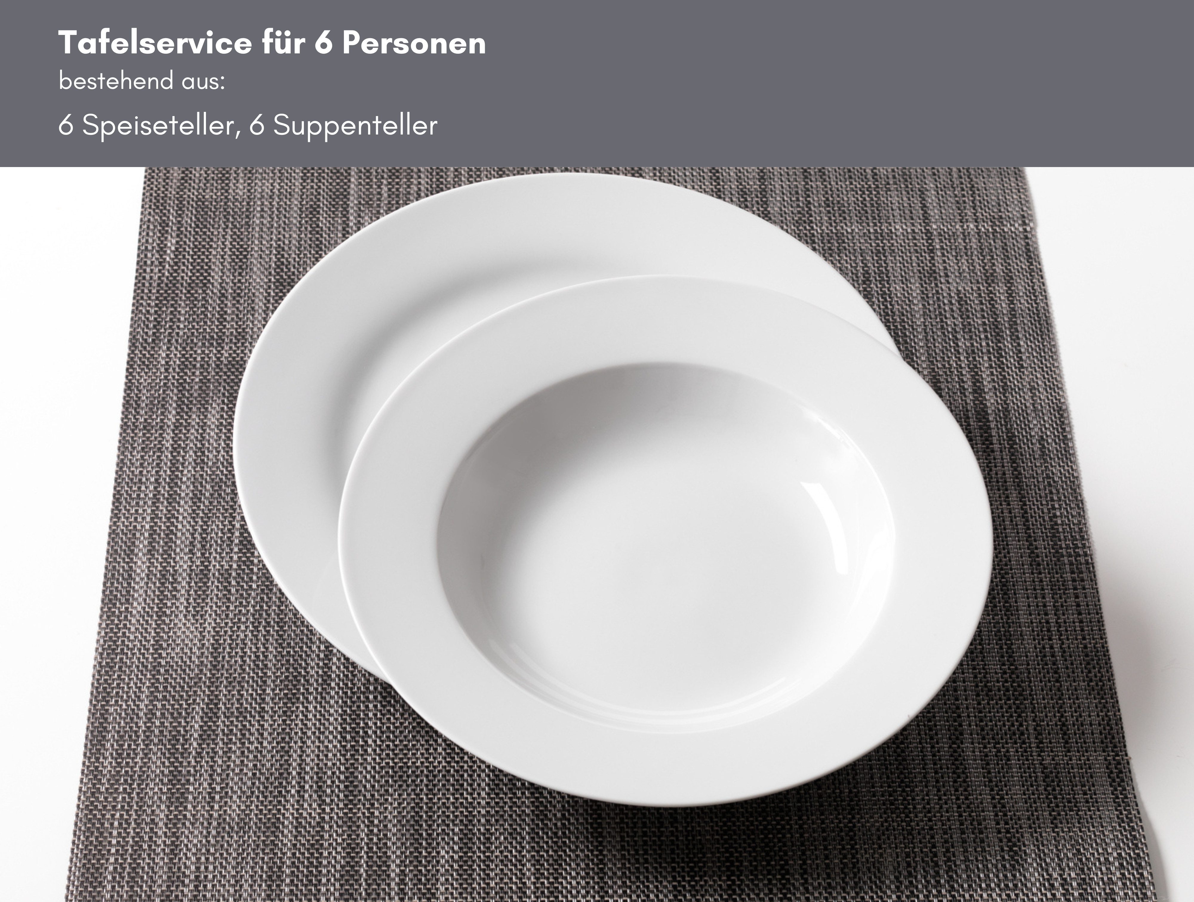 Ritzenhoff & Breker Eetservies Bianco klassiek en eenvoudig, effen (set, 12-delig)