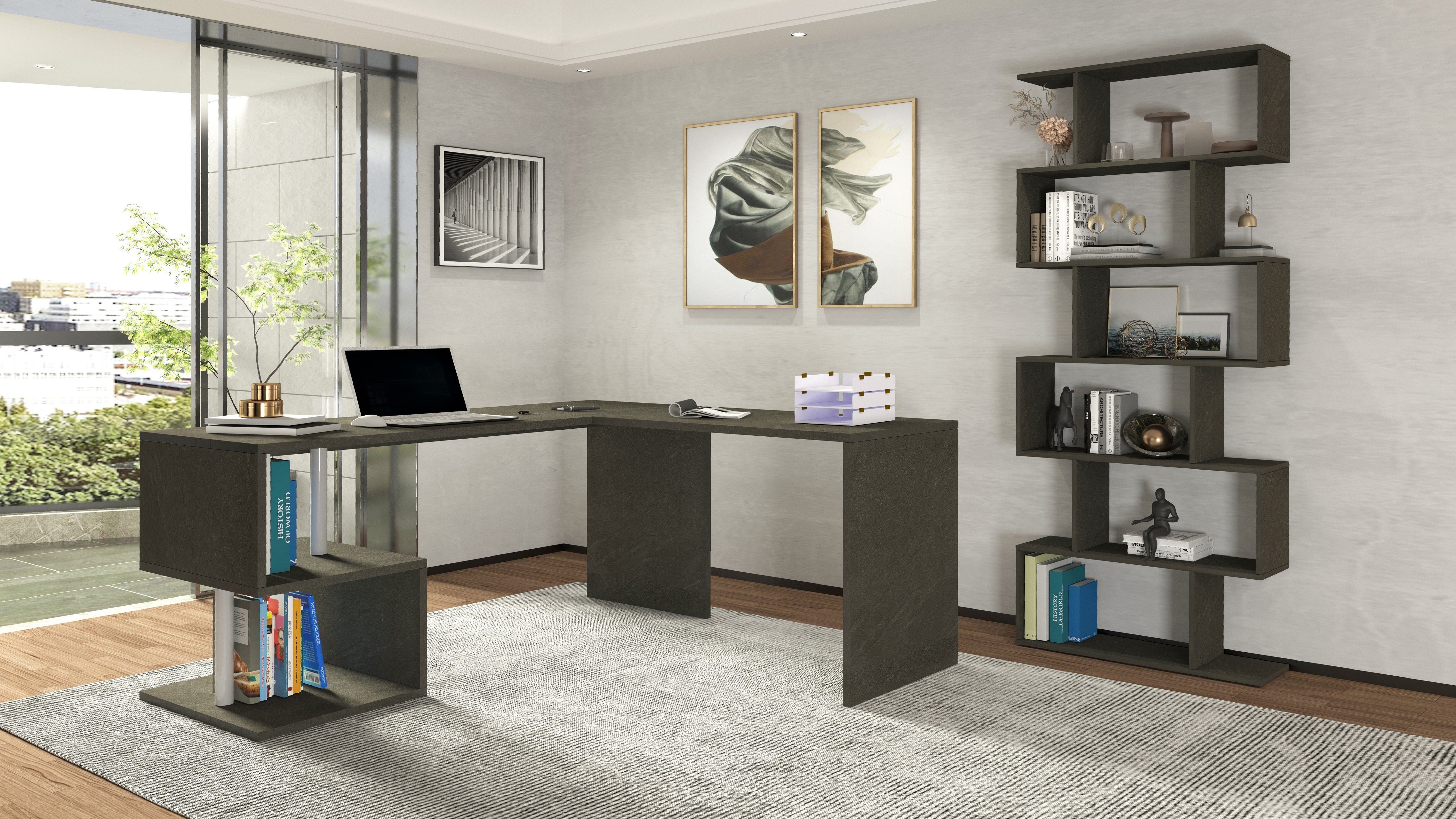 INOSIGN Hoekbureau Esse, Bureau in modern design met of zonder monitorsteun breedte 180/160 cm, made in italy
