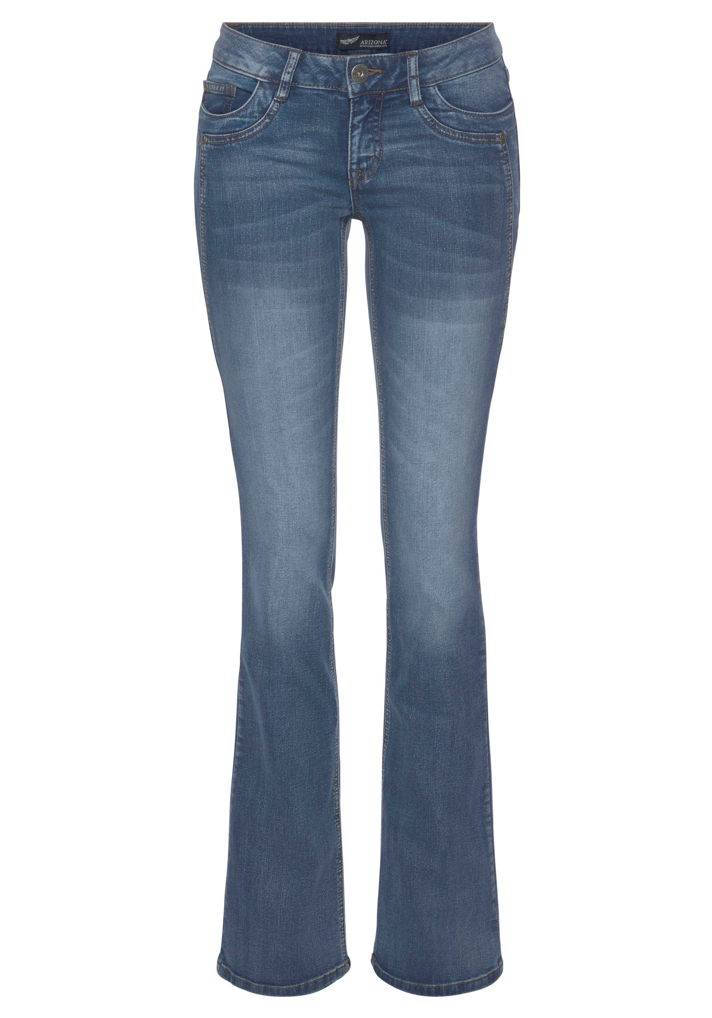 Arizona Bootcut jeans Met geren uitlopende pasvorm, lage taille, elastisch materiaal