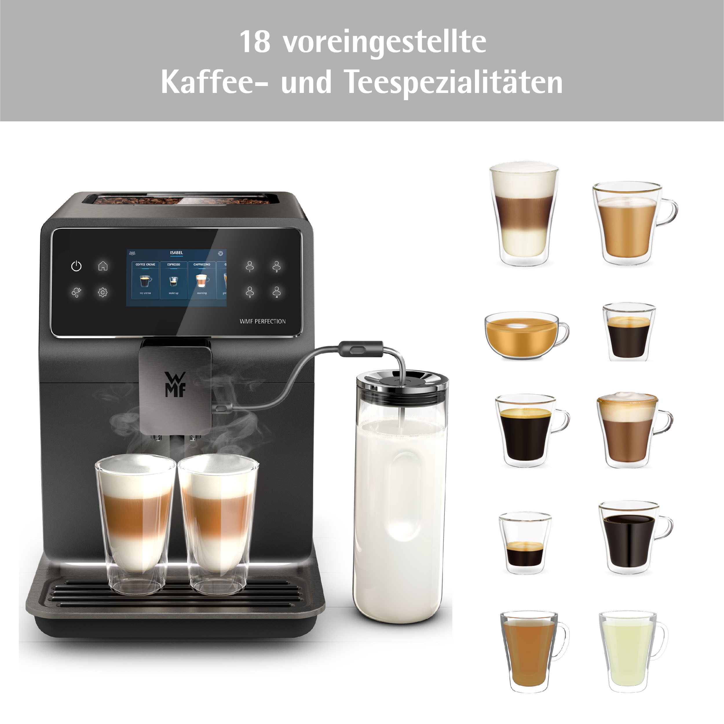 WMF Volautomatisch koffiezetapparaat Perfection 890L CP855815, intuïtieve gebruikersinterface, perfecte melkschuim, zelfreinigend