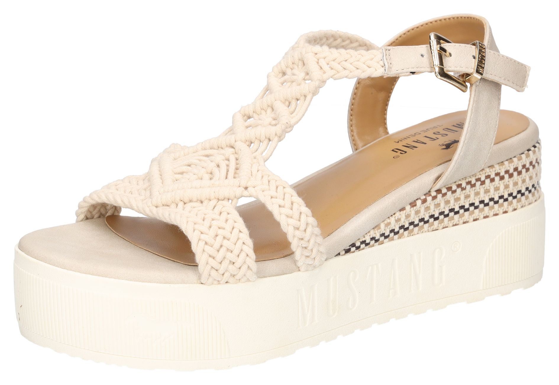 Mustang Shoes Sleehaksandaaltjes dames sandalen met sleehak maat 37 beige
