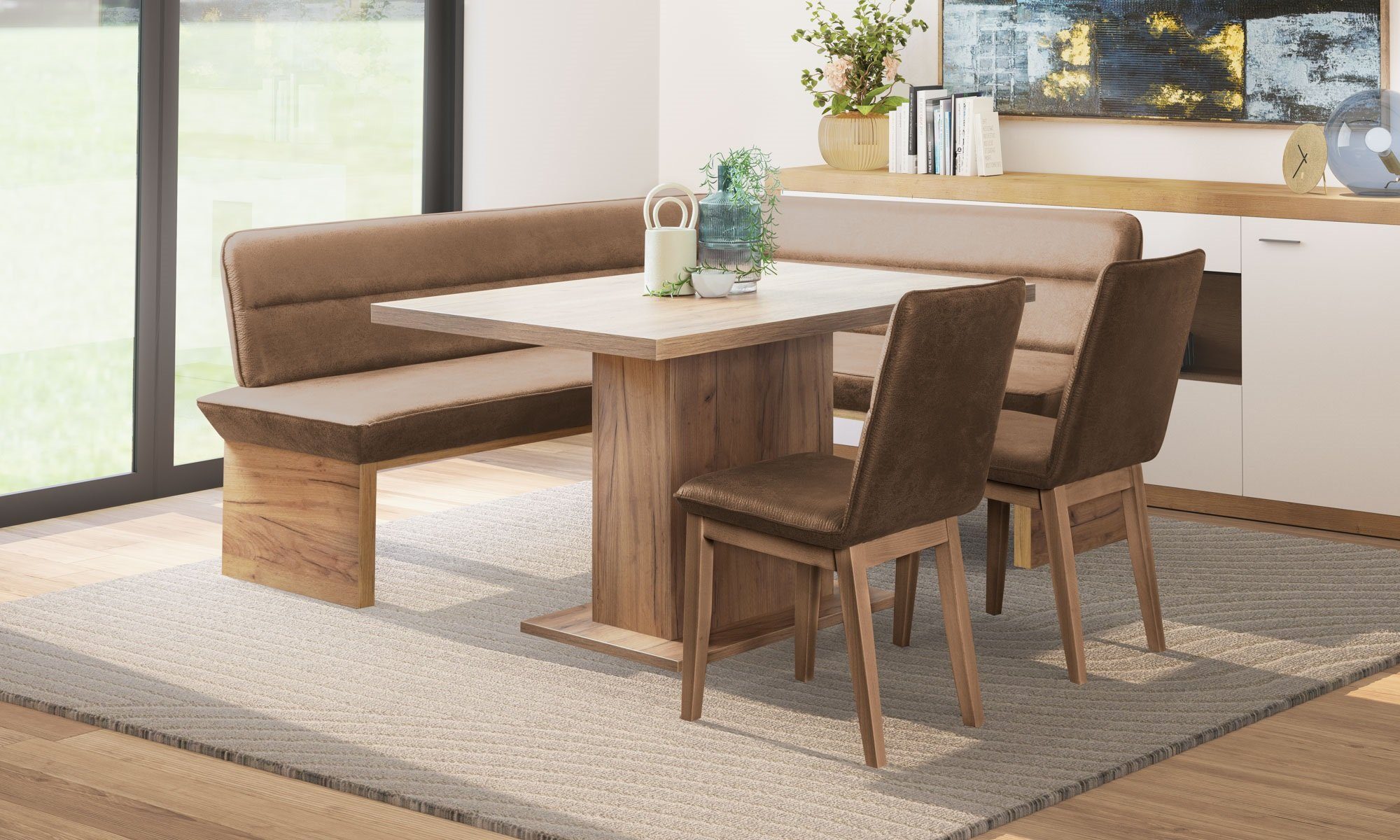 Home affaire Eethoek Beluna + Cross eethoek zitgroep hoekbank keukenbank BESTSELLER (set, 4-delig)