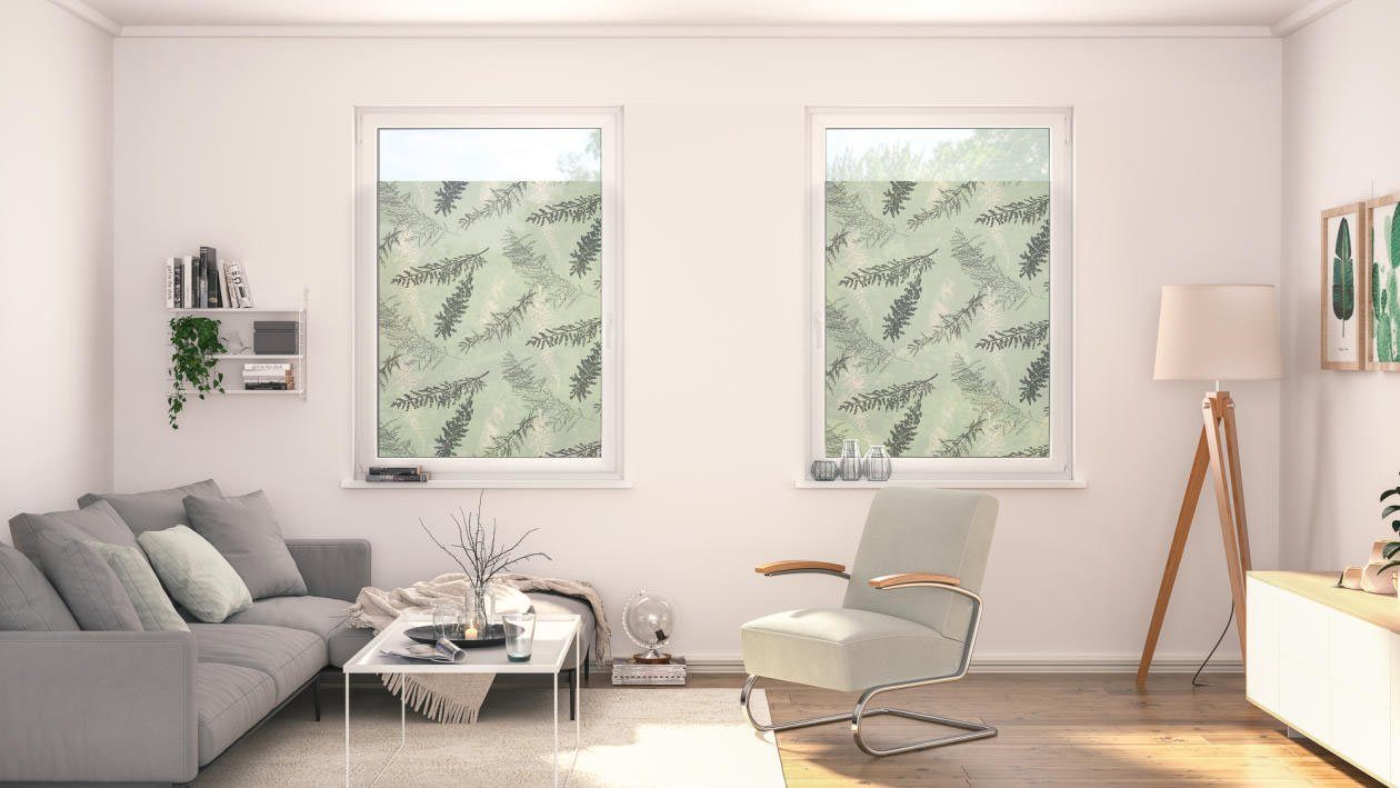 LICHTBLICK Raamfolie zelfklevend, bescherming tegen inkijk, Fir Branches - groen (1 stuk)