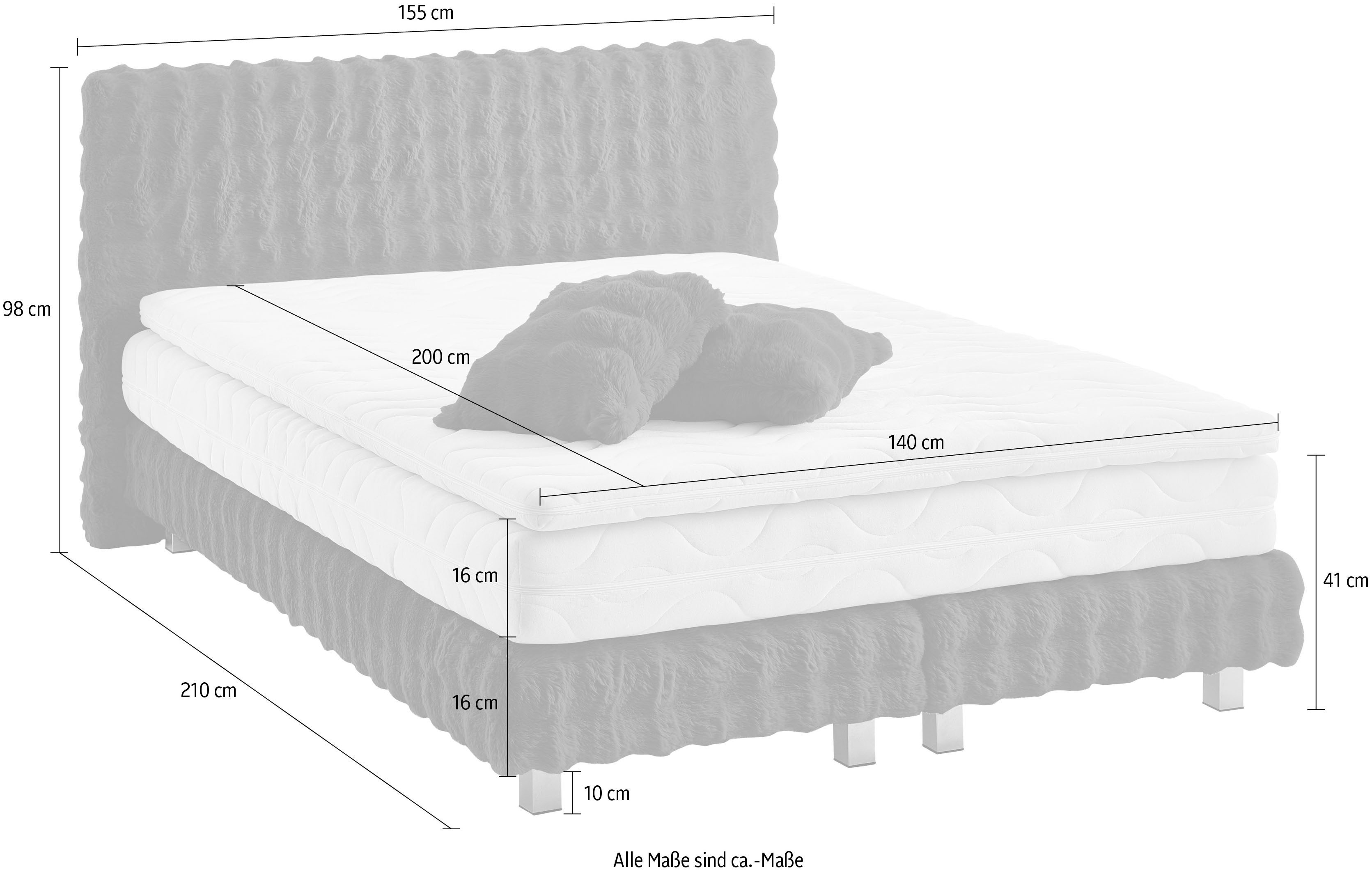Westfalia Polsterbetten Boxspring Sendai Faux bont HIGHLIGHT, optioneel matrassen in H2,H3,H4