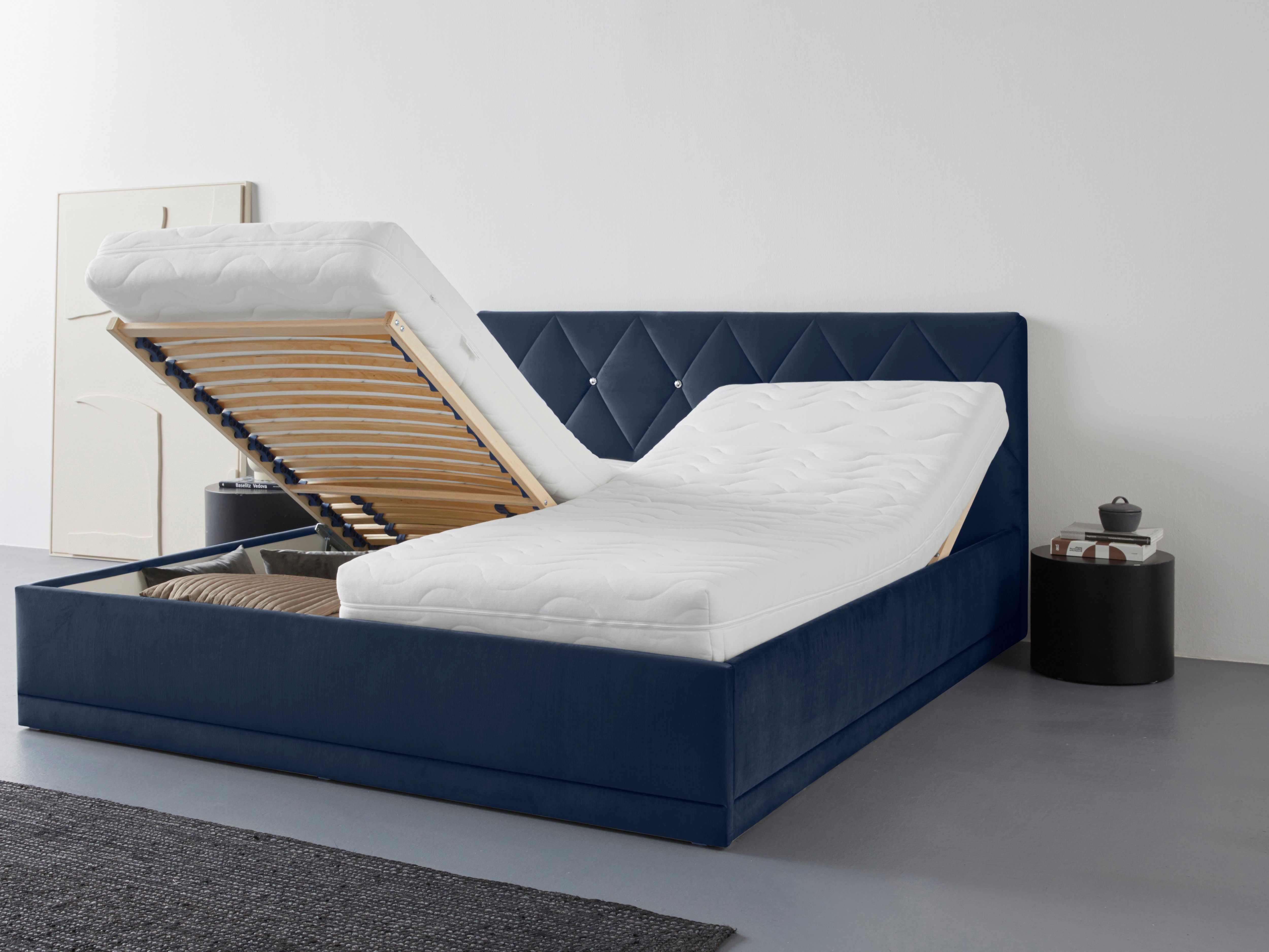 Westfalia Polsterbetten Gestoffeerd bed ADAMAS ook met bedlade, knoopdetails met stras