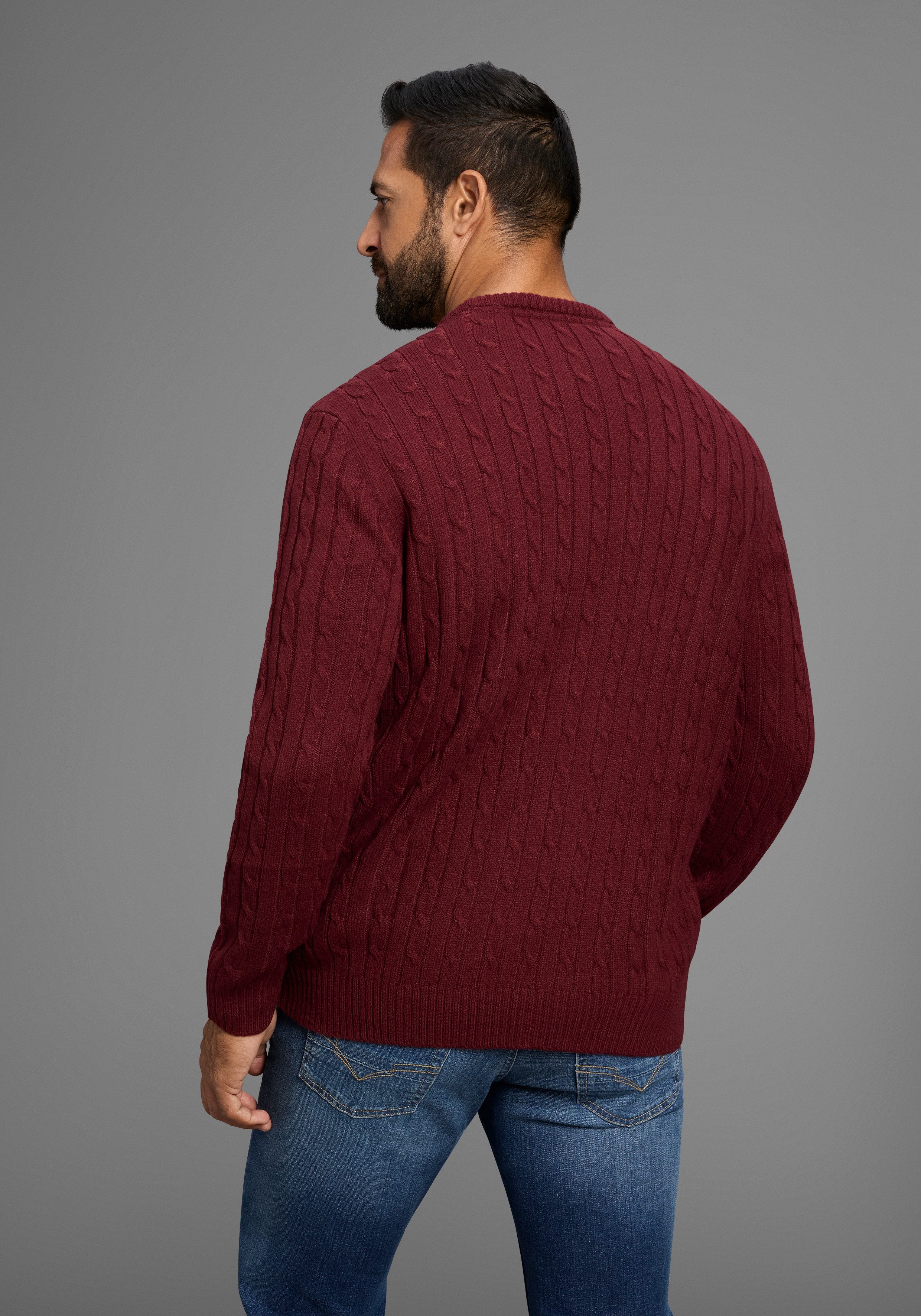 Man's World Trui met ronde hals Nieuwe collectie! Highlight all-over kabelpatroon!