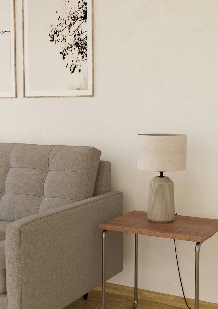 EGLO Tafellamp CAPALBIO Nachtkastlamp, keramiek in zandkleur en textiel in wit, E27 fitting (1 stuk)