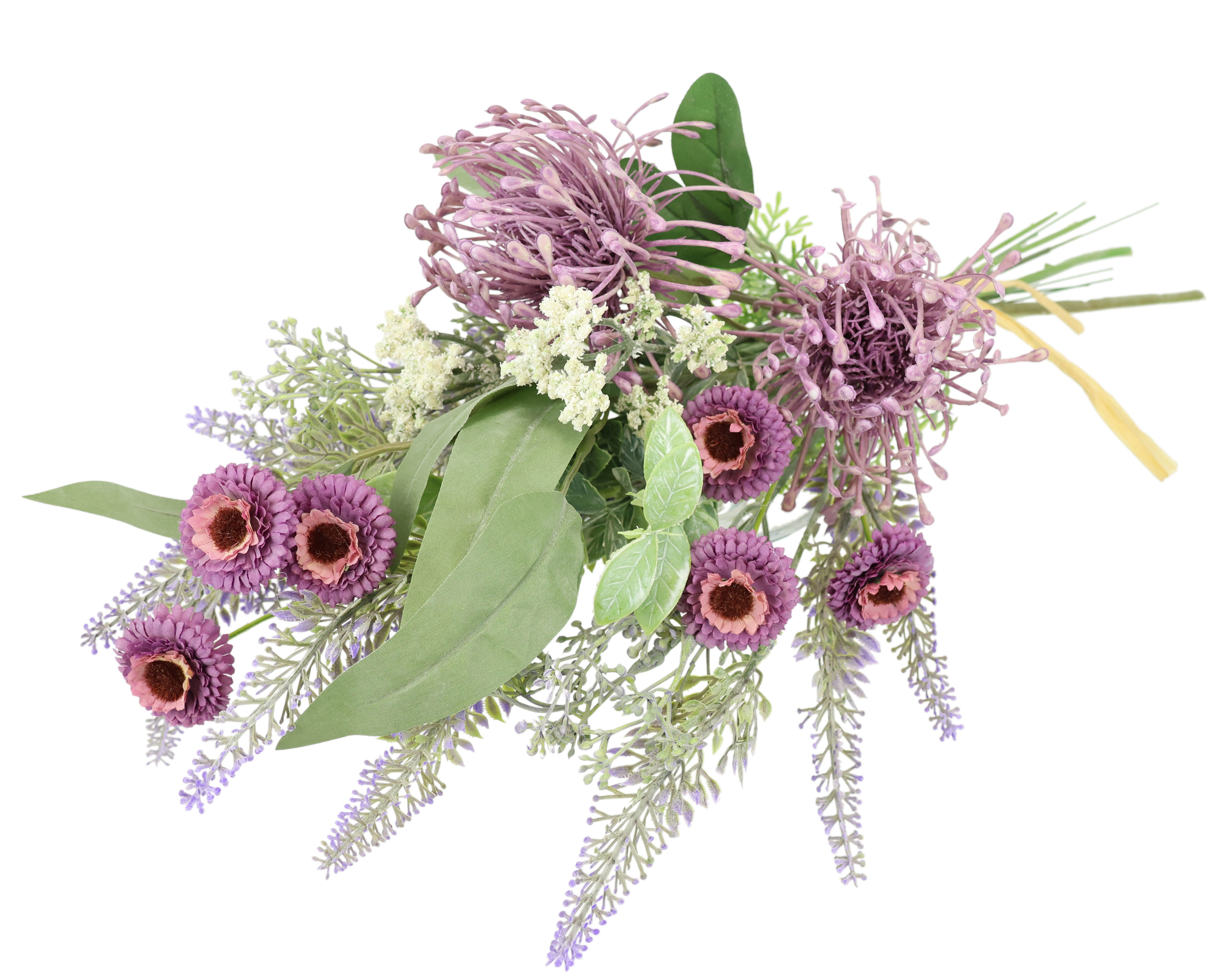 I.GE.A. Kunstbloem nboeket protea, zinnia, lavendel Boeket bloemen, bloemstukken, decoratieve bloem, grafdecoratie (1 stuk)