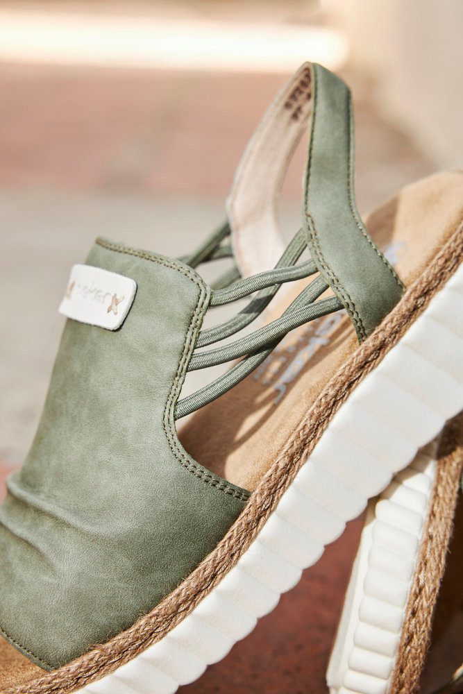 Rieker Plateausandalen , wedge sandaal, zomerschoen met jute rand aan de loopzool