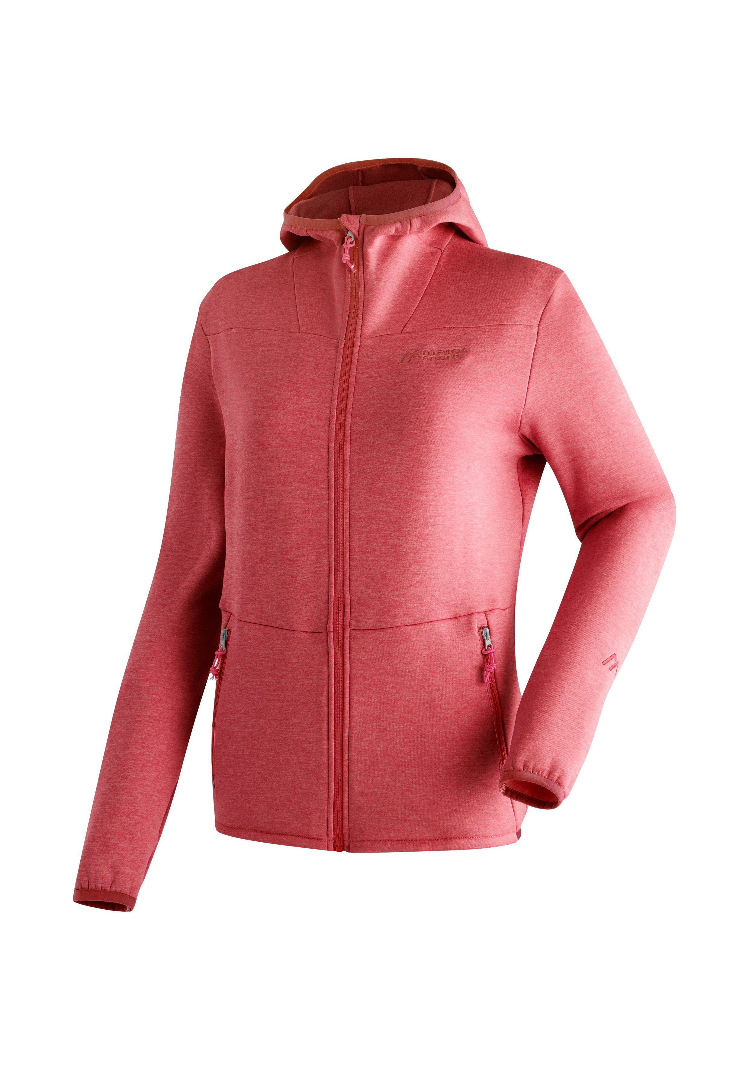 Maier Sports Fleecejack Fave W Dames fleece met verstelbare capuchon ademende zip-hoodie