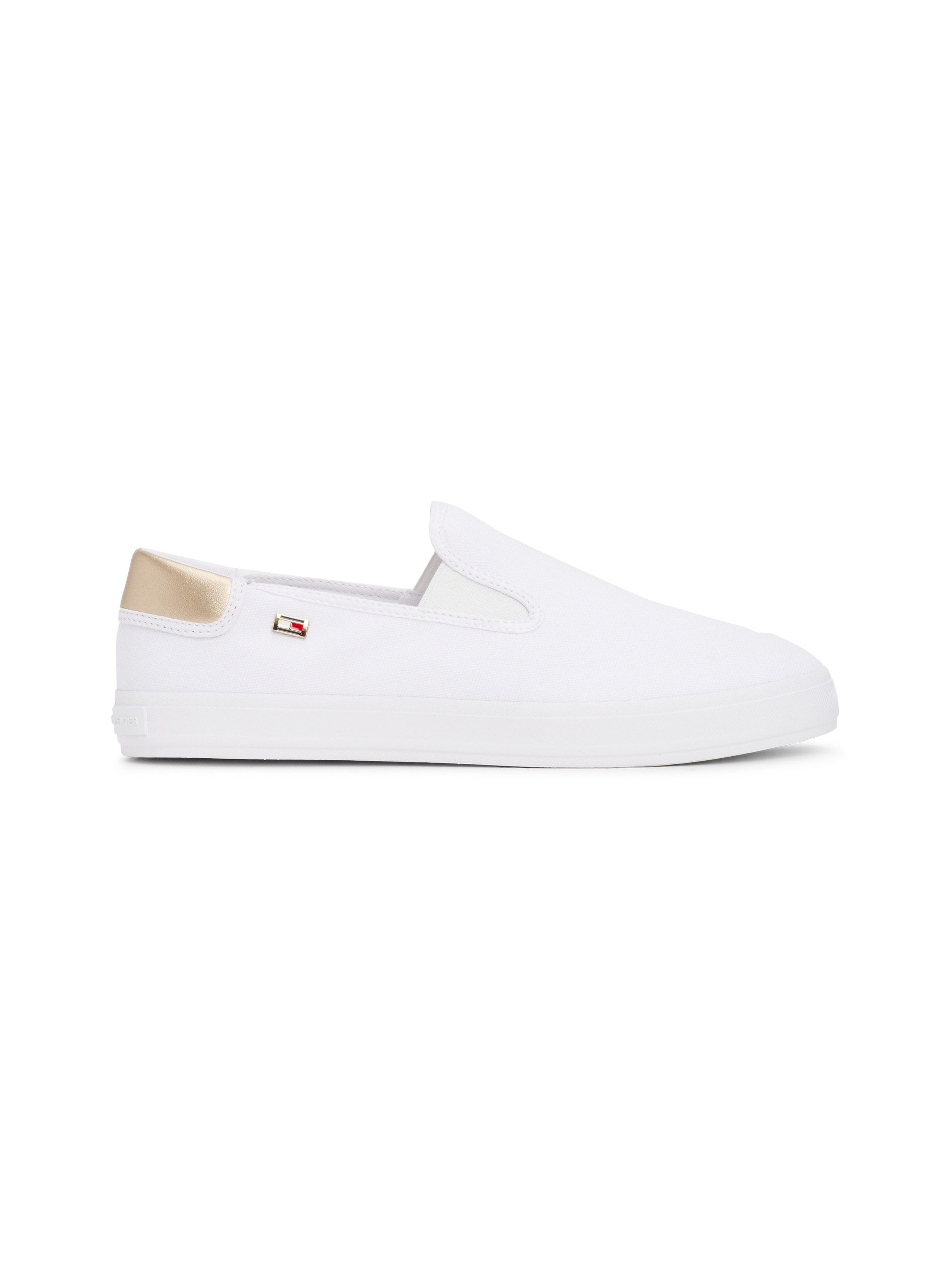 Tommy Hilfiger Slip-on sneakers VULC CANVAS SLIP-ON SNEAKER , plateau, vrijetijdsschoen, halfschoen met contrastafwerking, smalle vorm