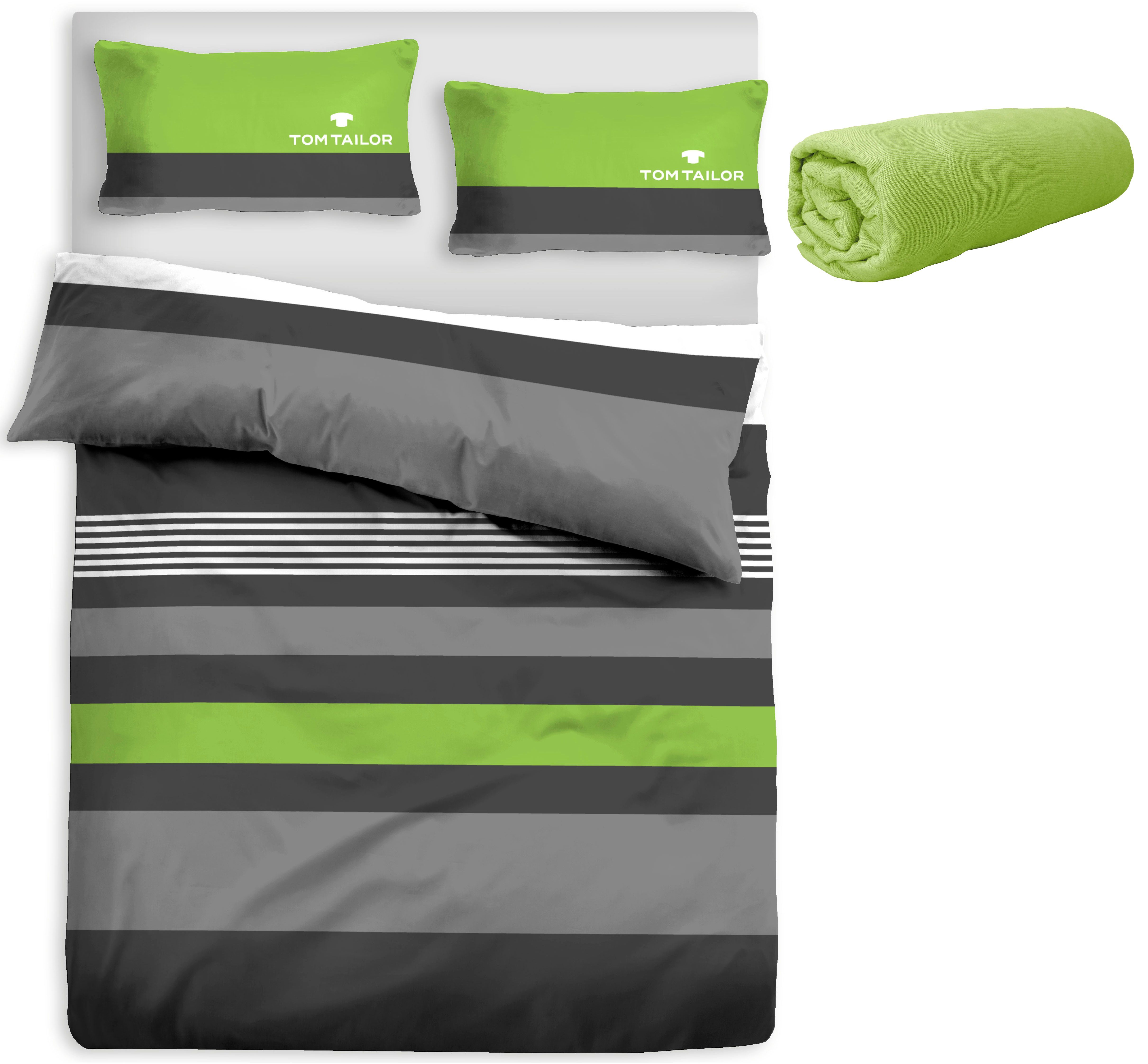 TOM TAILOR HOME Overtrekset Carl in mt. 135x200 of 155x220 cm met gratis geschenk: hoeslaken, 100% katoen, met ritssluiting