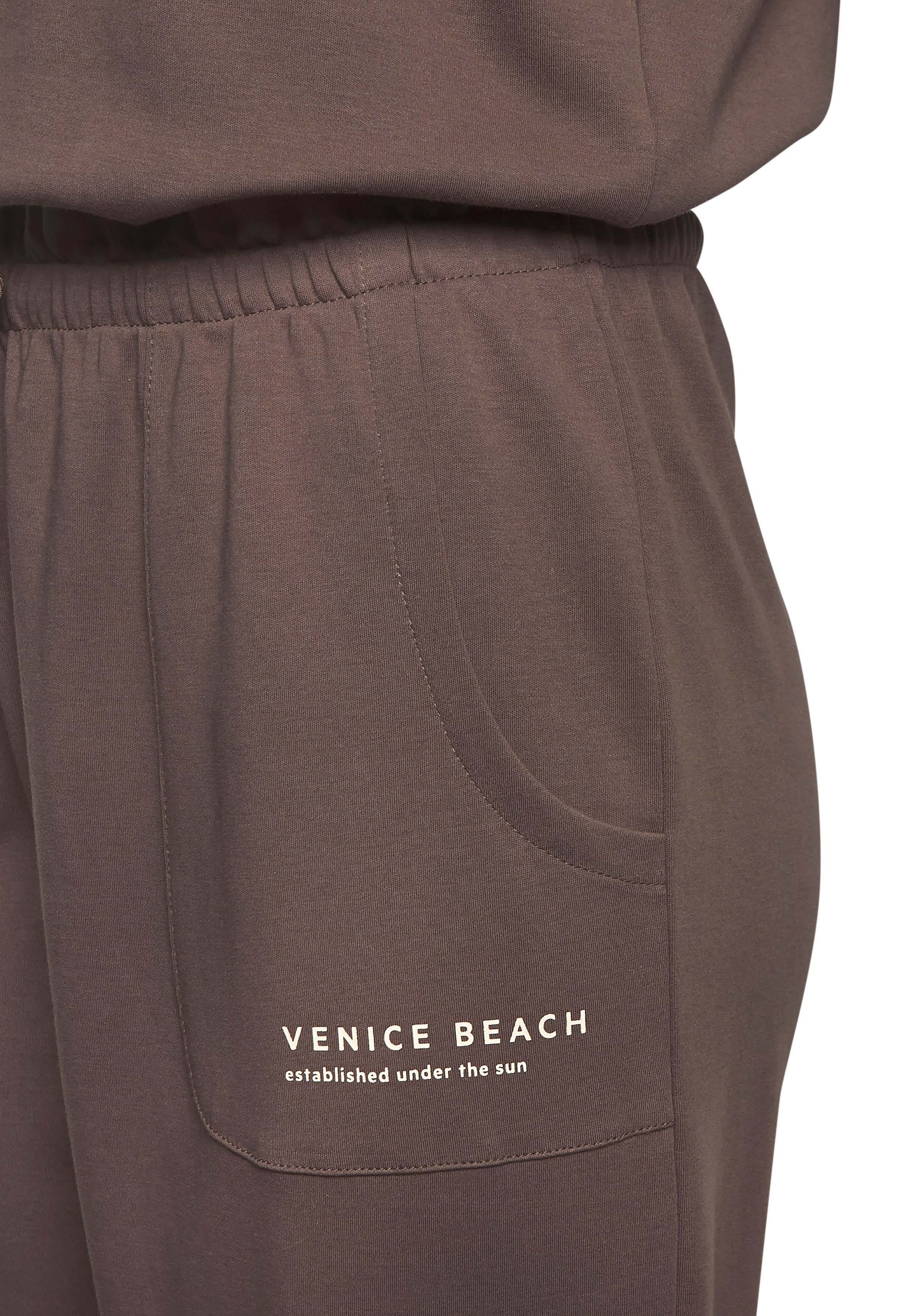 Venice Beach Jumpsuit van jersey kortärmelige jumpsuit met zakken