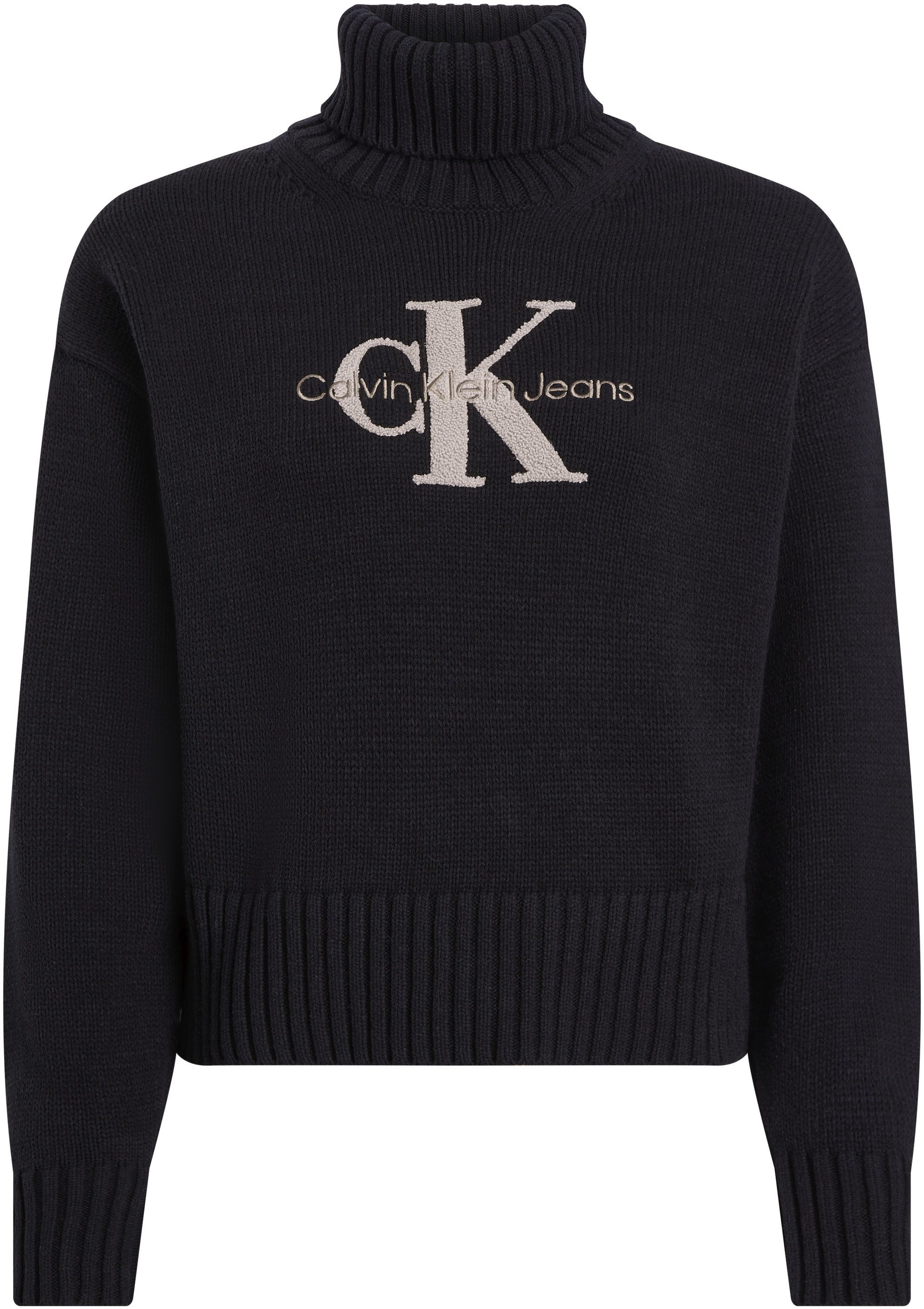 Calvin Klein Trui met staande kraag CHENILLE MONOLOGO SWEATER