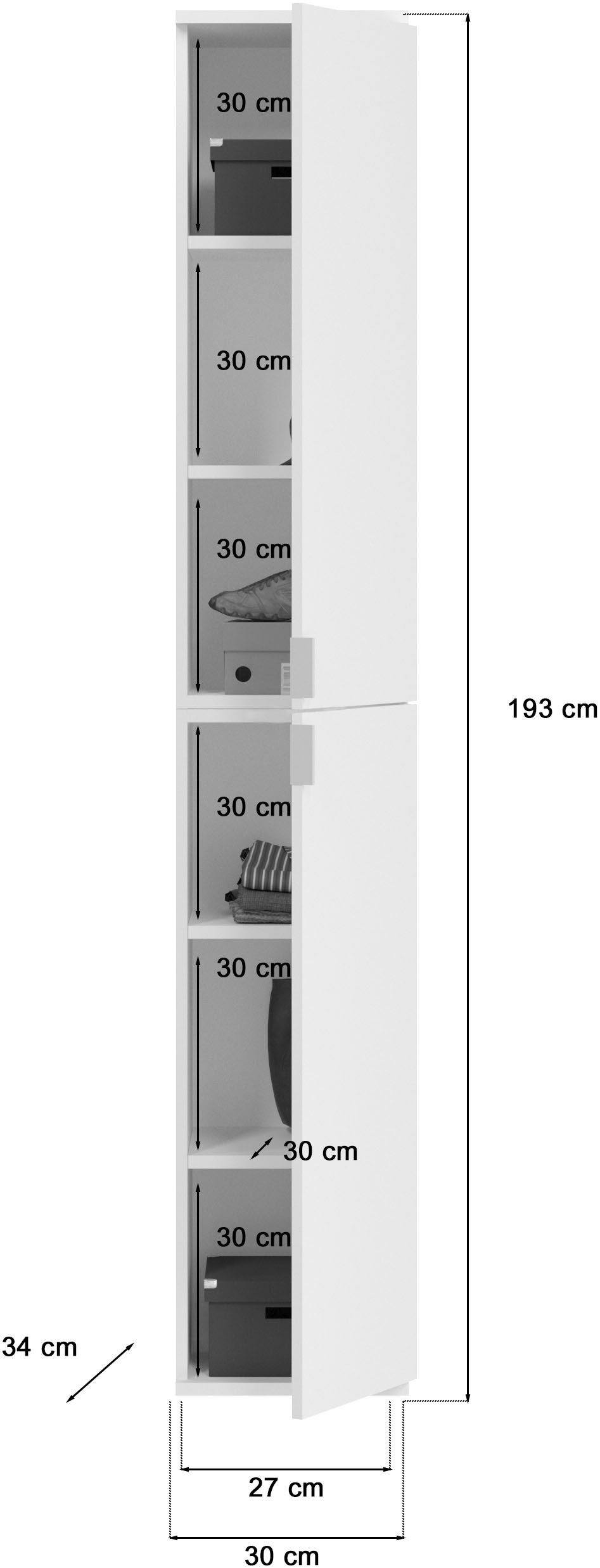 INOSIGN Halmeubelset Trondheim, Breedte 212 cm, 5-delig, bestaande uit: 2x garderobekast, 1 commode, 1 kledingstang, 1 legplank (set, 4-delig)
