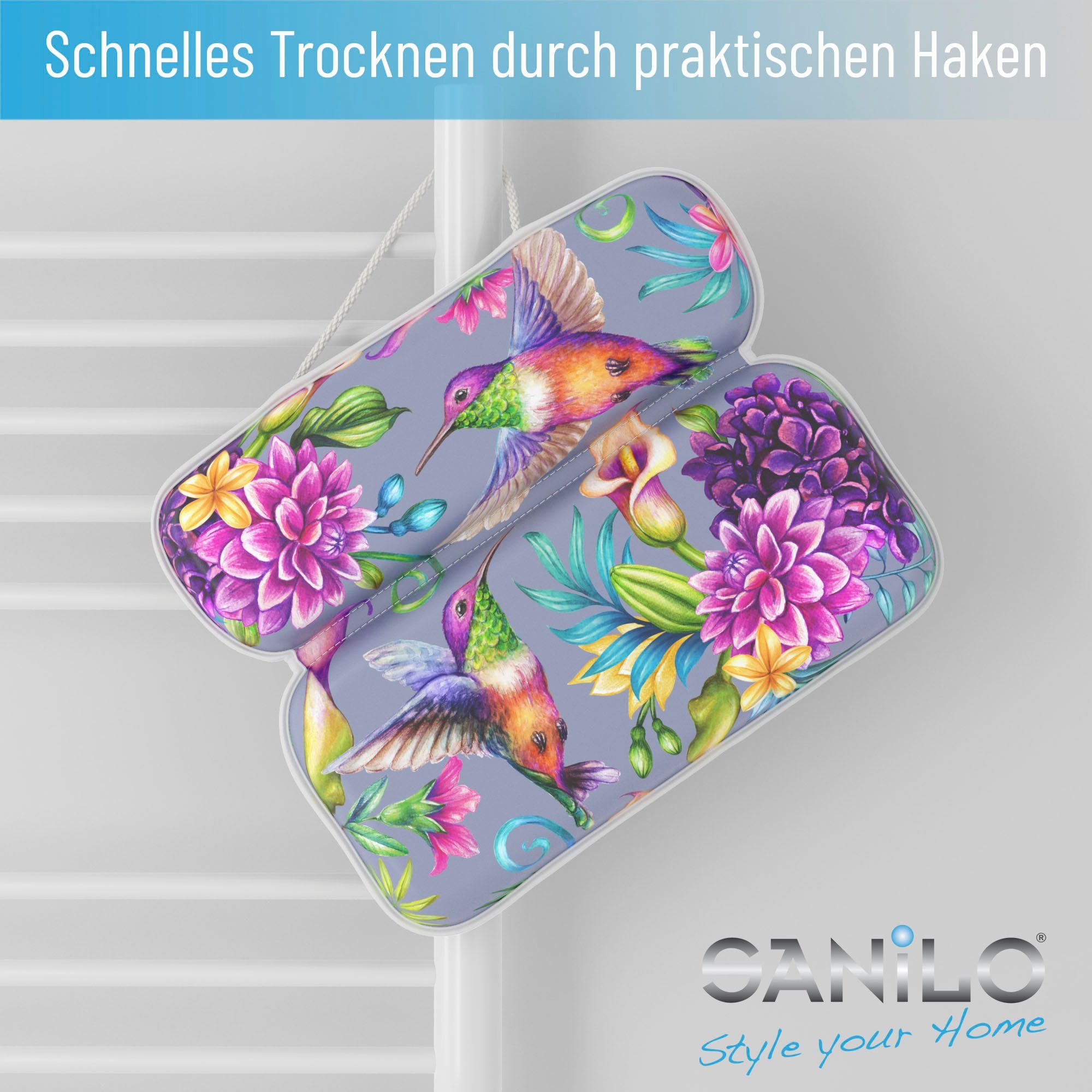 Sanilo Nekkussen Badkussen Kolibrie comfortabel, antislip, volle kleuren, met 7 prima zuignappen