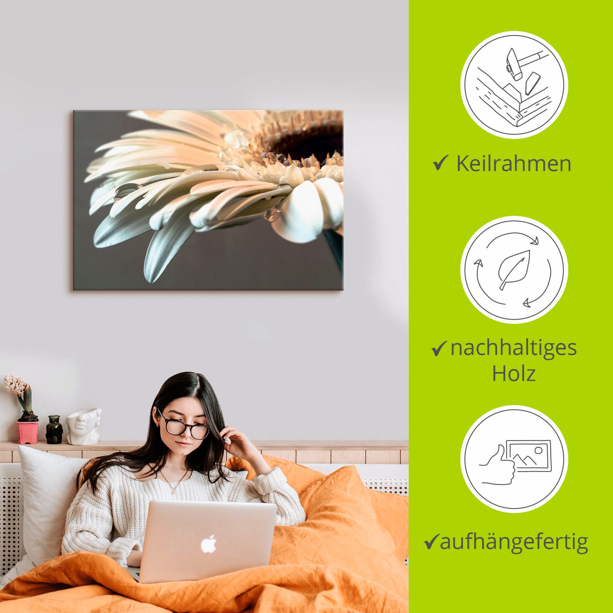 Artland Artprint Bloem van een gerbera als artprint op linnen, poster, muursticker in verschillende maten