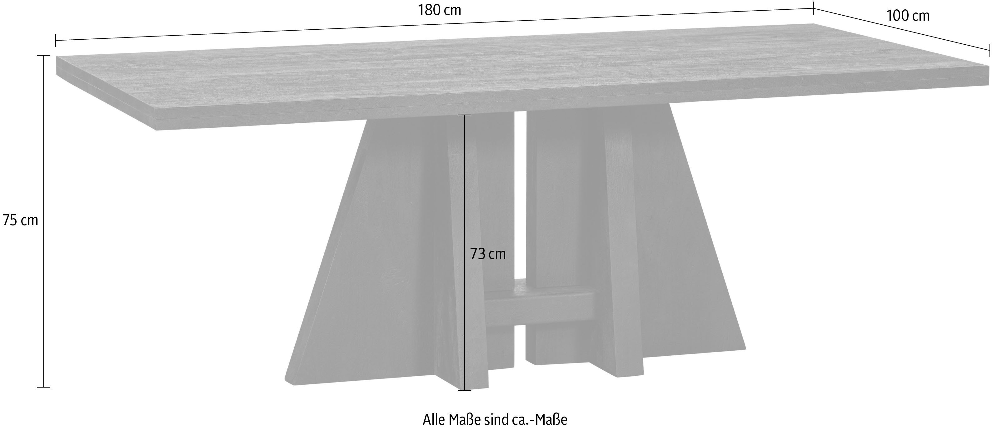 WOOOD Eettafel Kean van mango-hout, maximale belasting 150 kg, h 75 cm x b 180 cm