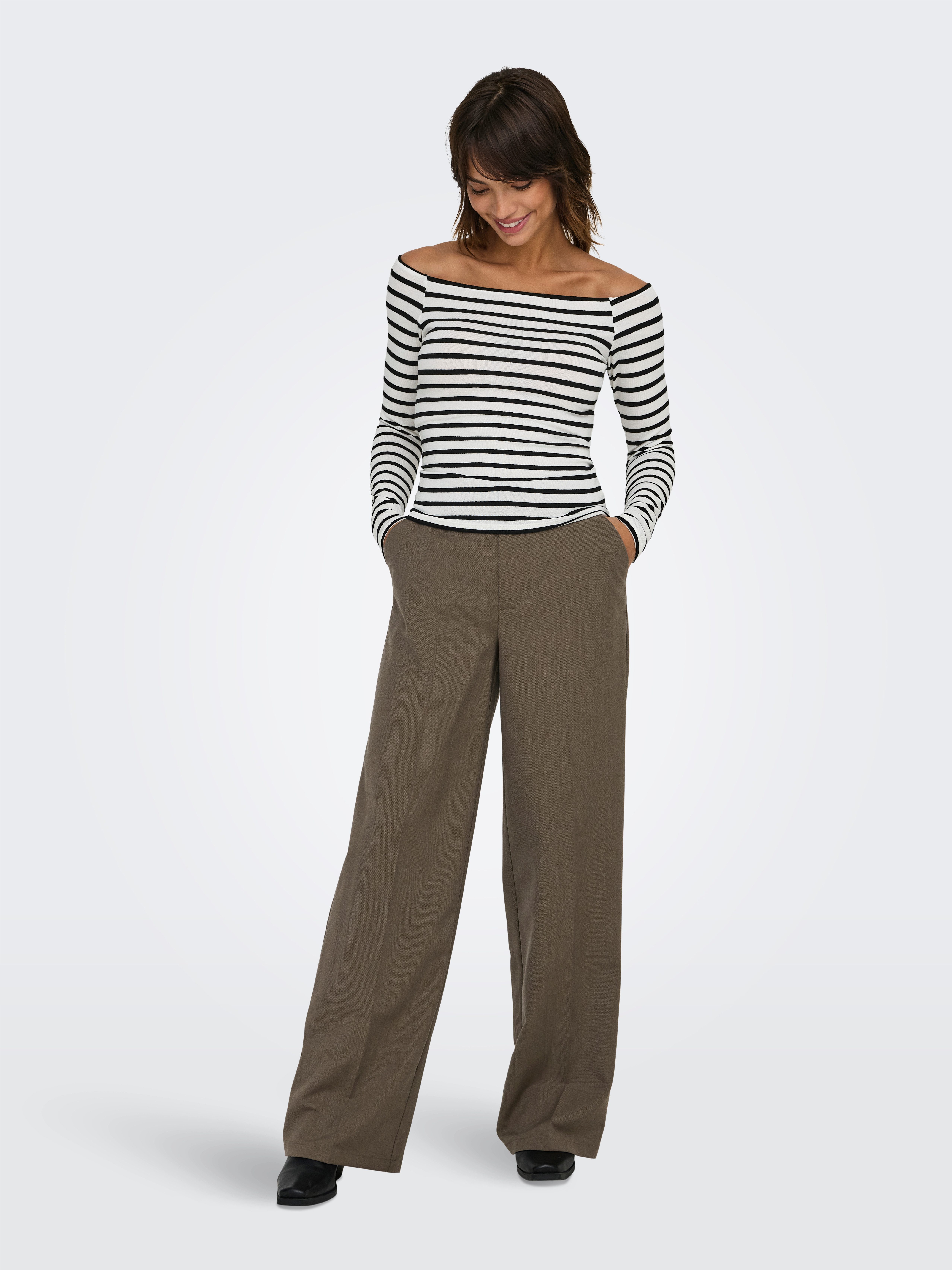 Only Shirt met lange mouwen ONLGLAMOUR L/S BOAT NECK TOP BOX CC JRS