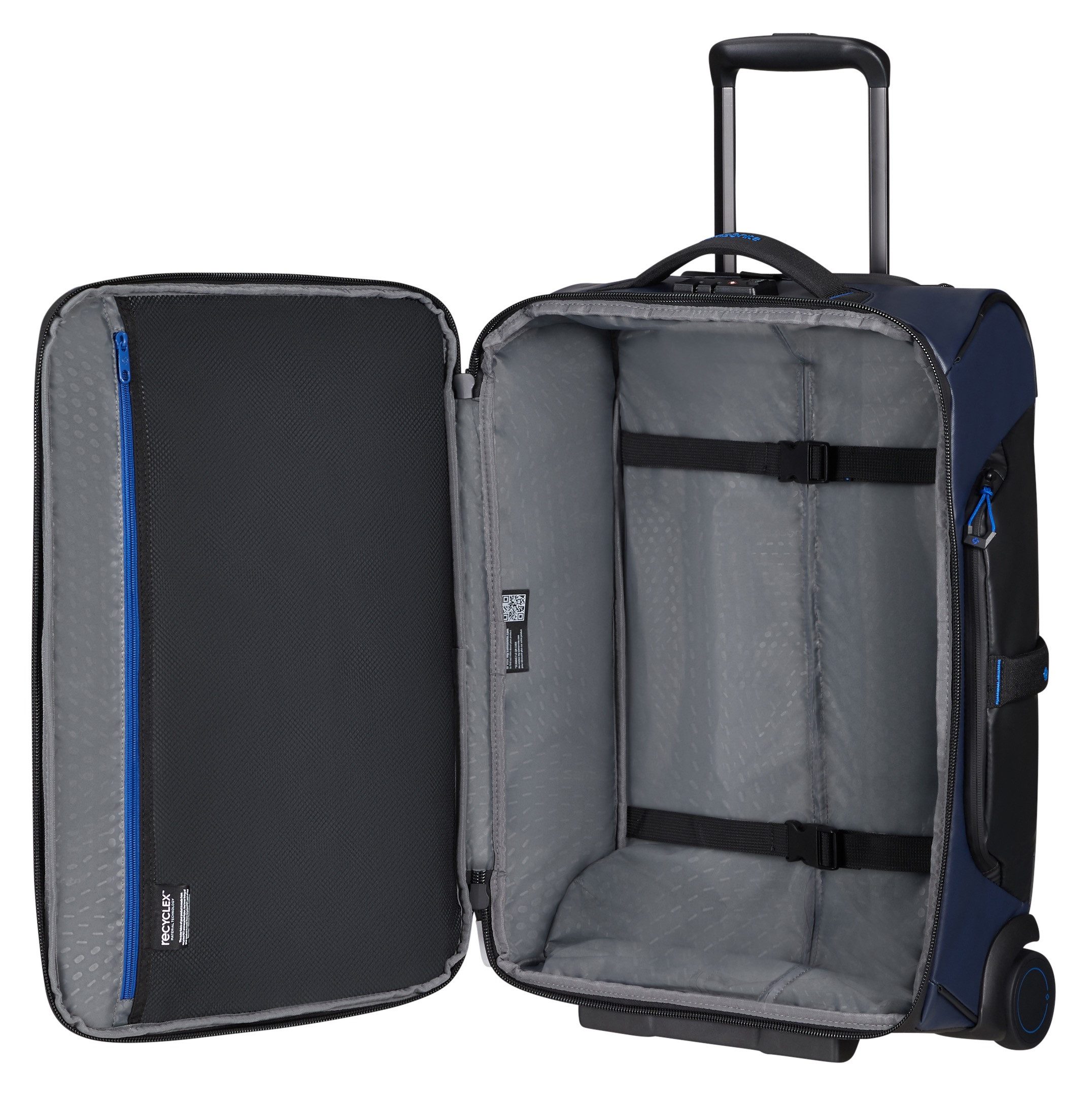 Samsonite Zachte bagage trolley ECODIVER 55 - 2 Rollen Handbagage koffer reistas zachte koffer frontzak