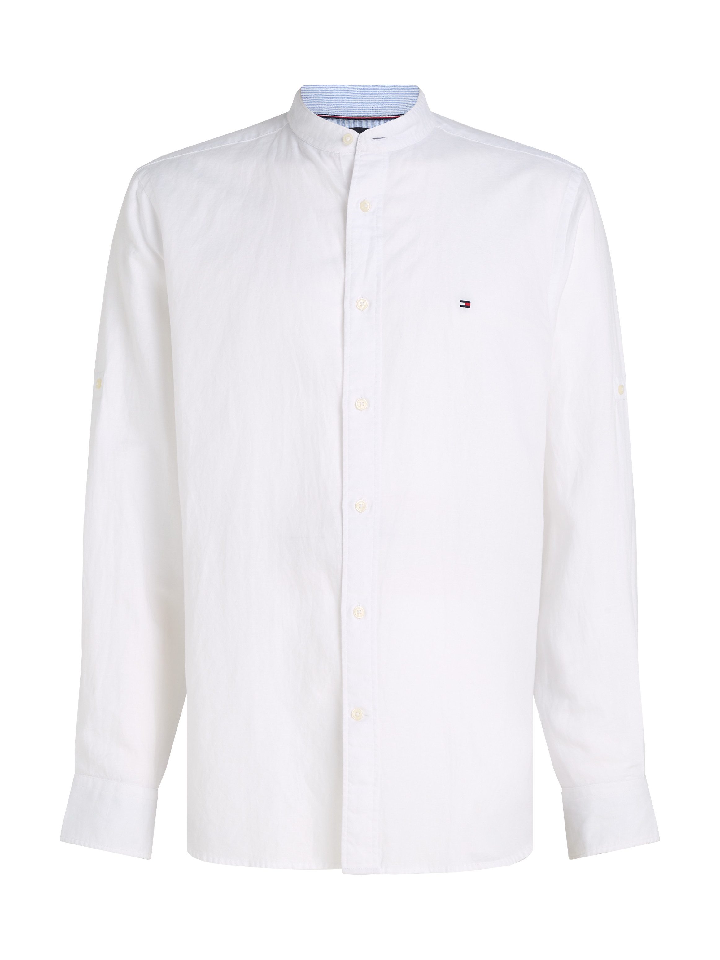 Tommy Hilfiger Overhemd met lange mouwen LINEN BLEND MAO COLLAR SHIRT
