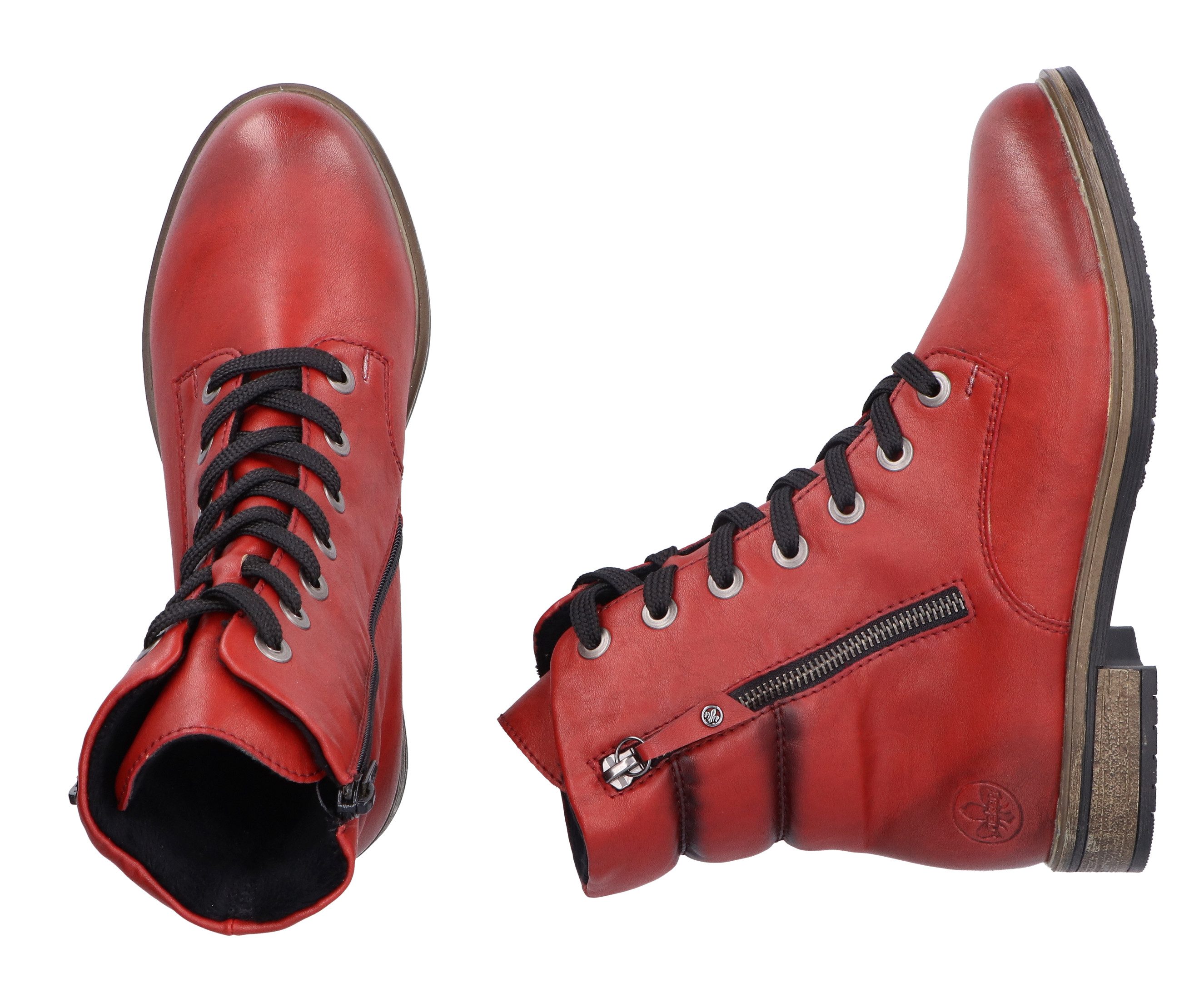 Rieker Veterlaarsjes lace-up boots, ankle boots, block heel, with inner zipper