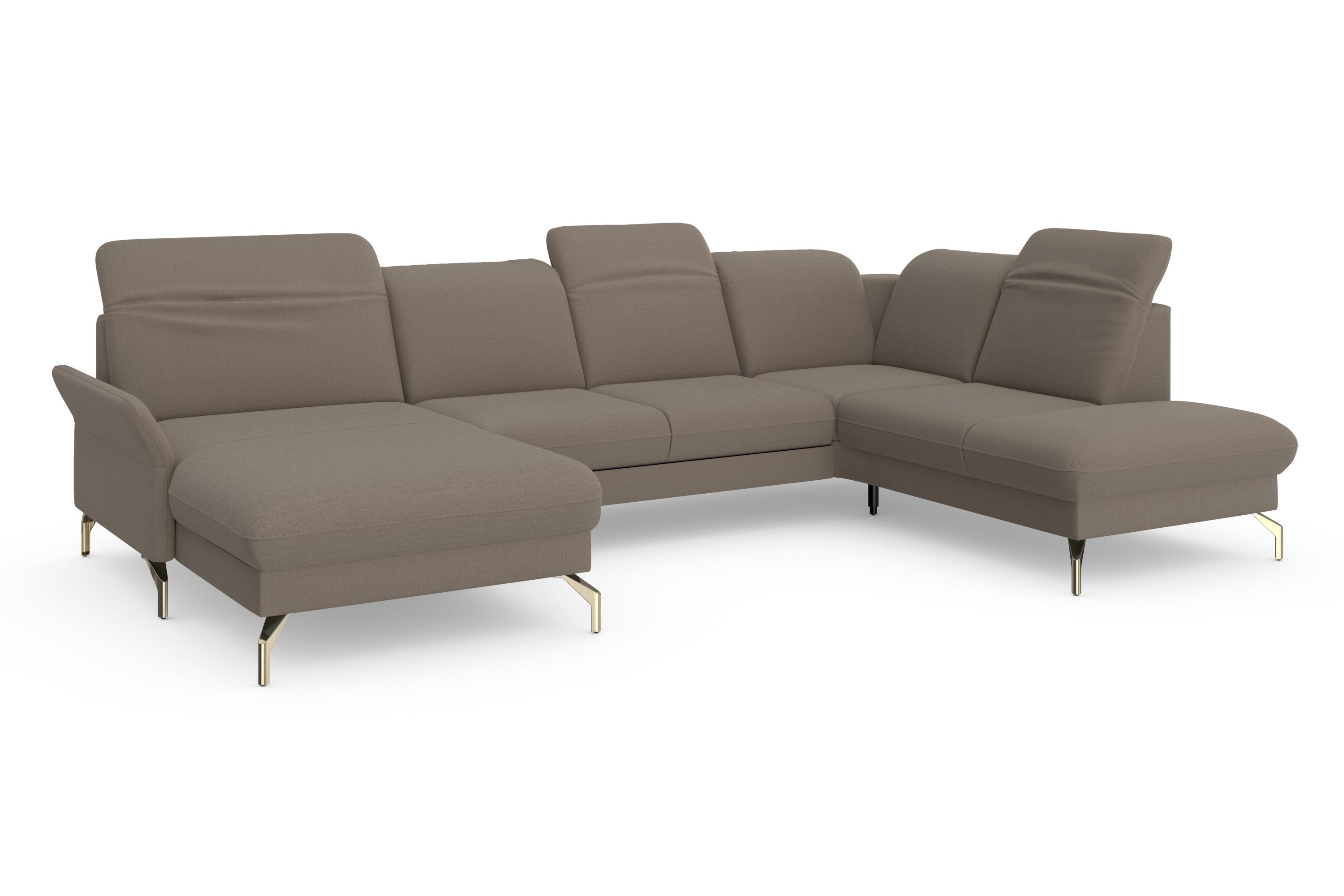sit&more Zithoek Fashion U-vorm naar keuze met verstelbare hoofdsteun, uittrekzitting, motorisch, nikkel poten