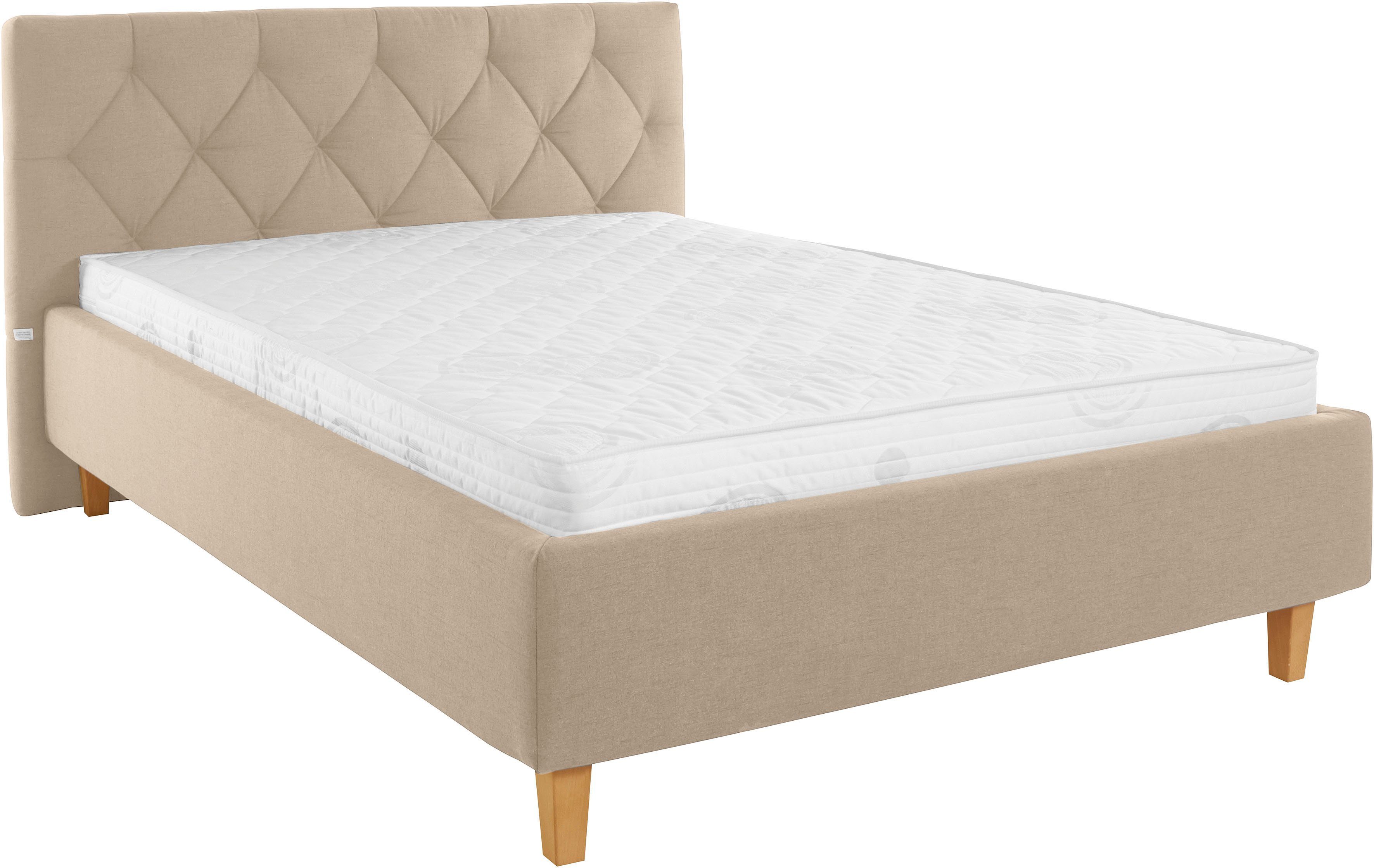 Guido Maria Kretschmer Home&Living Gestoffeerd bed Sunley 100 Kruisstiksel, hoofdbordhoogte 102 cm, zonder of met matras/lattenbodem