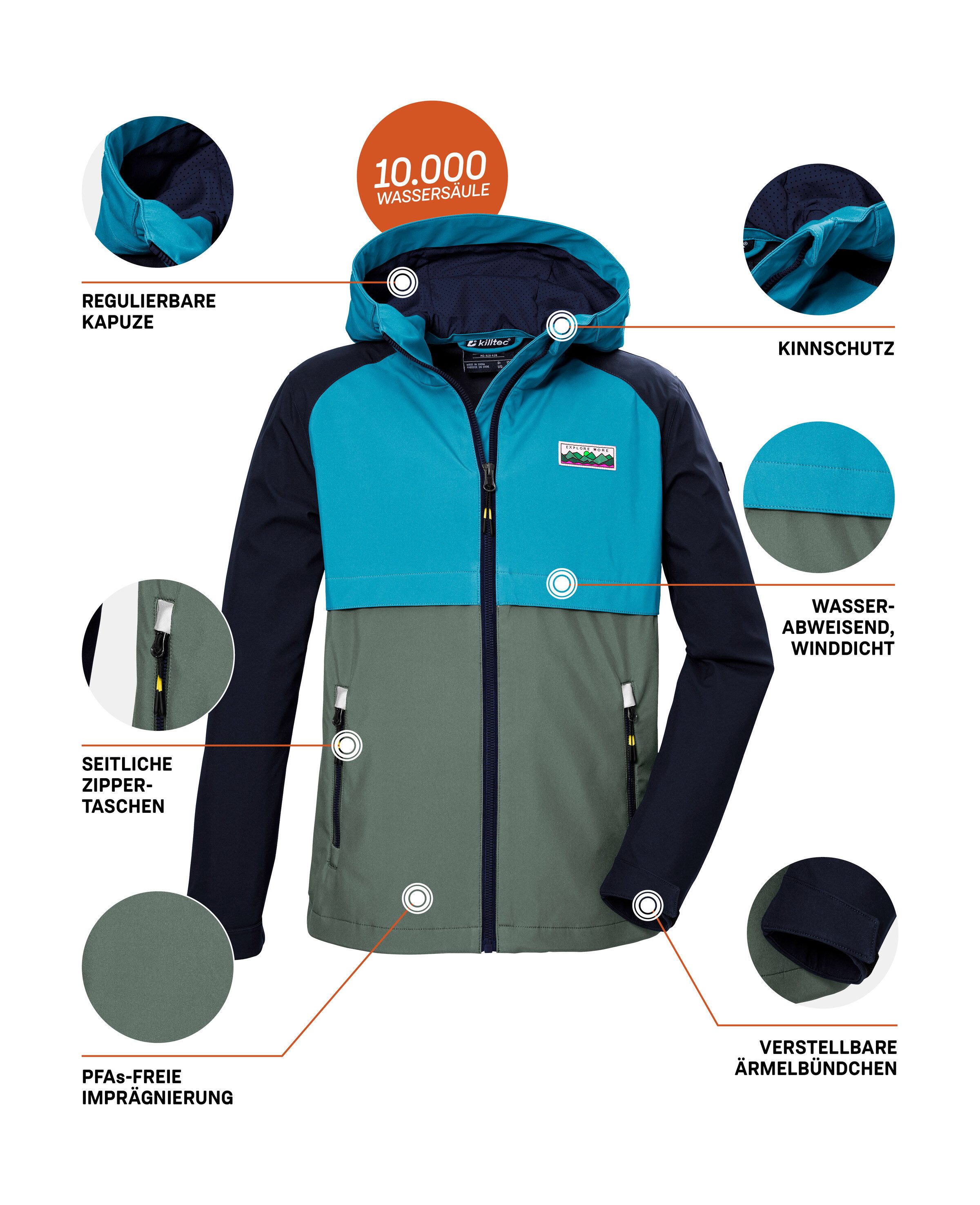 Killtec Softshell-jack KOS 137 BYS SFTSHLL JCKT Killtec kids softshelljack: wind- en waterafstotend, PFAS-vrij