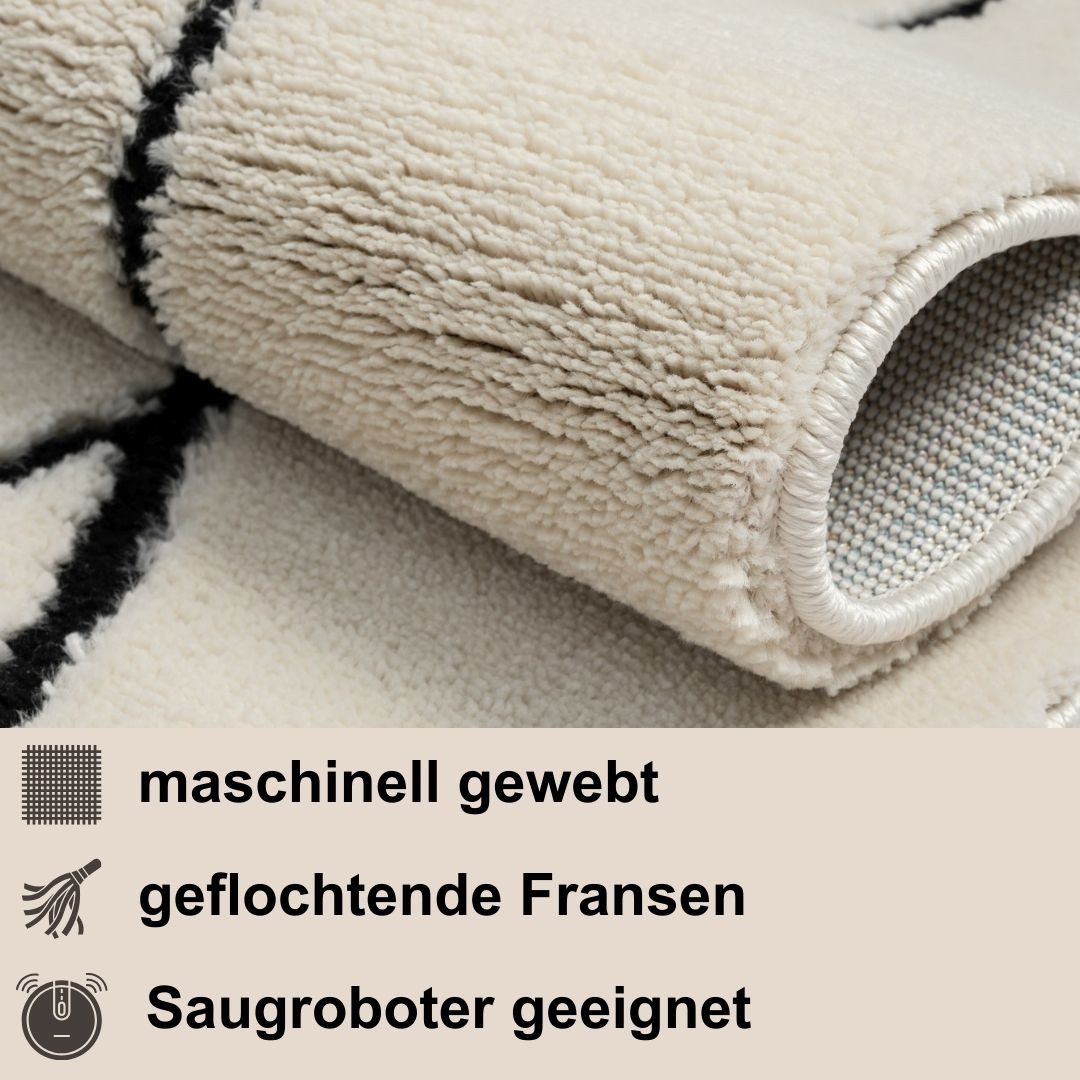 Myflair Möbel & Accessoires Hoogpolig vloerkleed Moroccan Handwrite modern, marokkaans ontwerp, fluffy zacht, met franjes