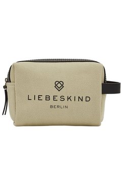 liebeskind berlin make-uptasje cotton twill chelsea cosmetic pouch m met logo print beige