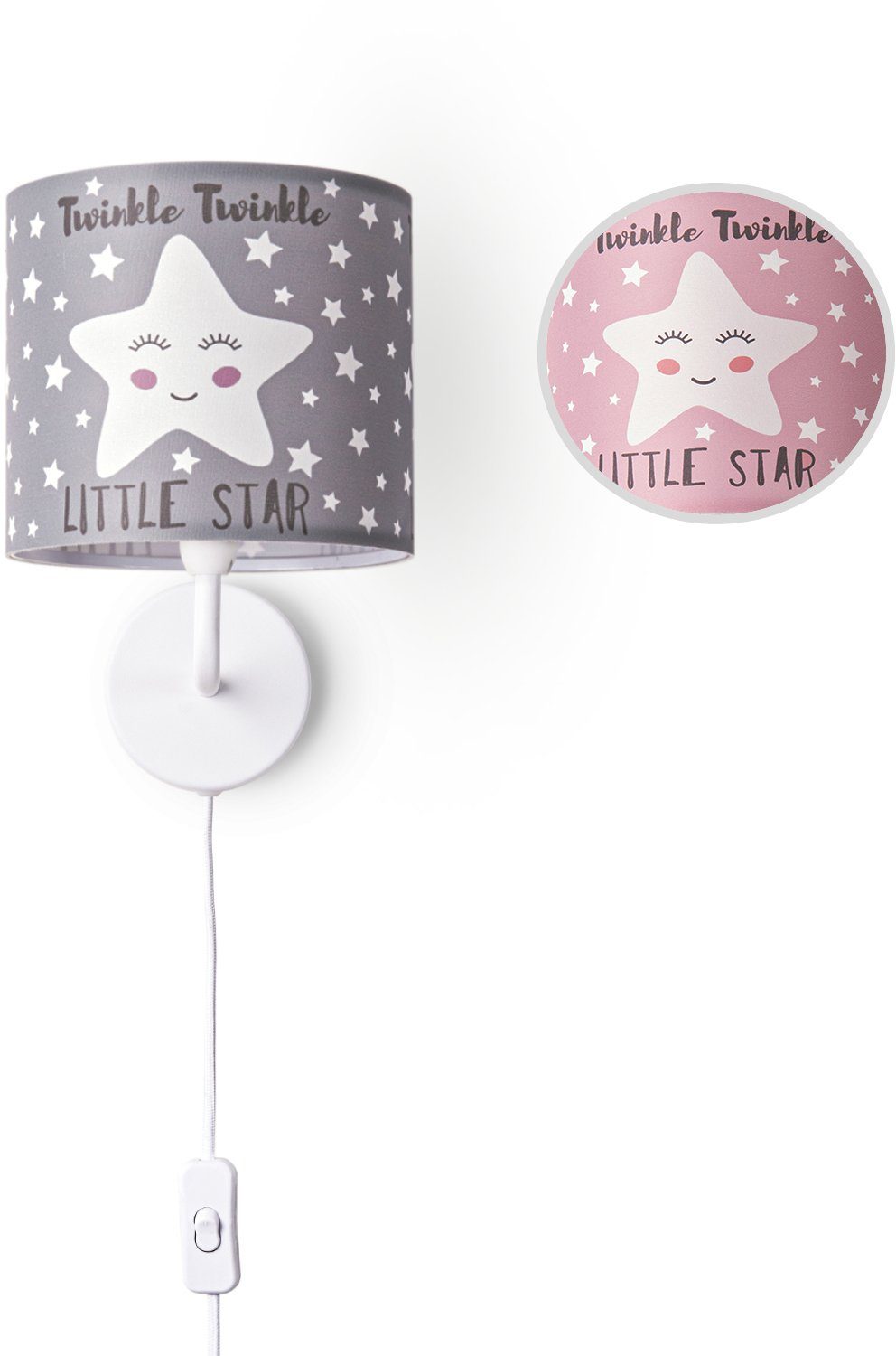 Paco Home Wandlamp Aleyna 105 Kinderlamp babykamer kinderkamer âˆ…18cm sterren kabel 3m E14