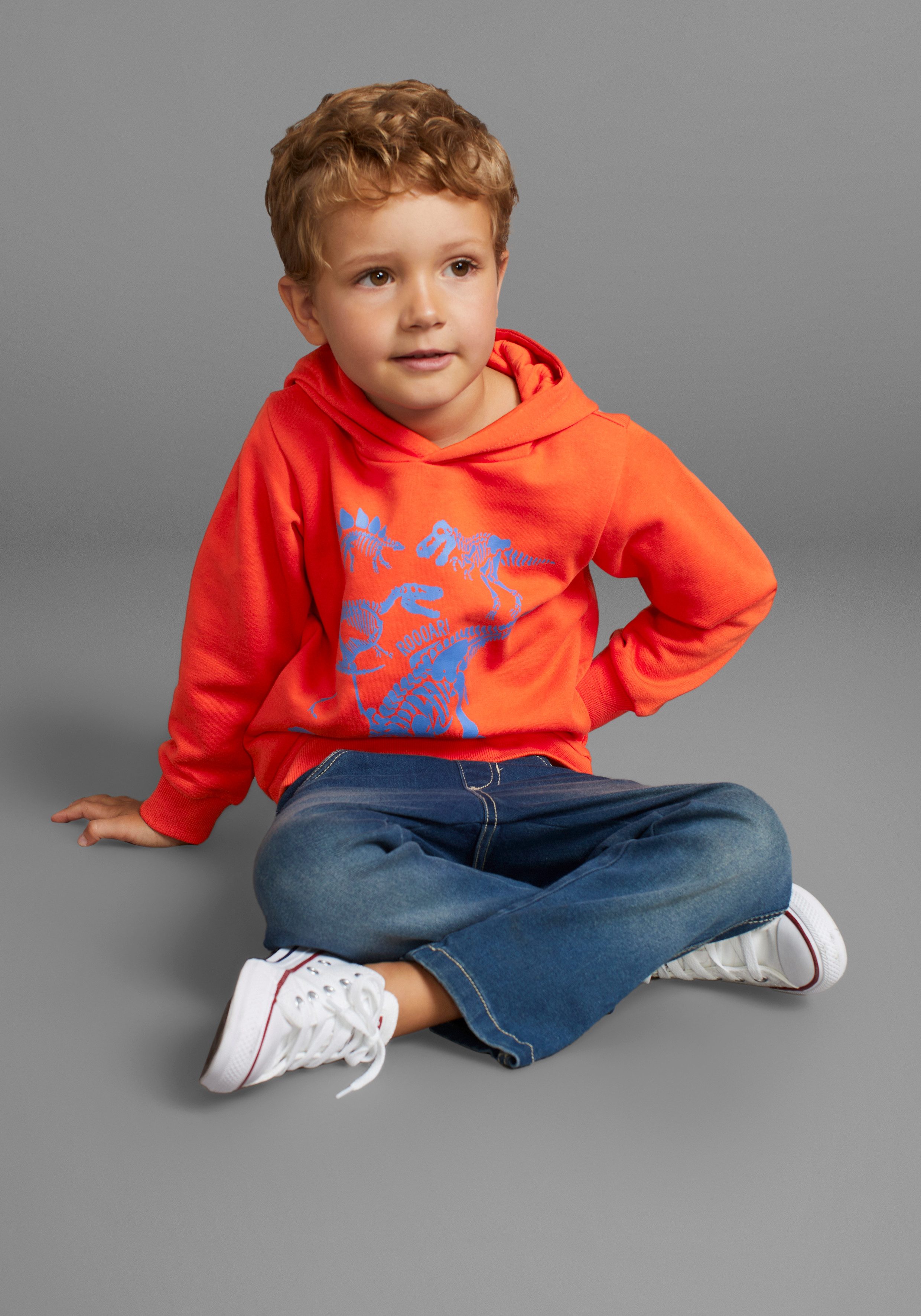 KIDSWORLD Hoodie Dino Lange mouwen, basic pasvorm, met stijlvolle print, van katoen
